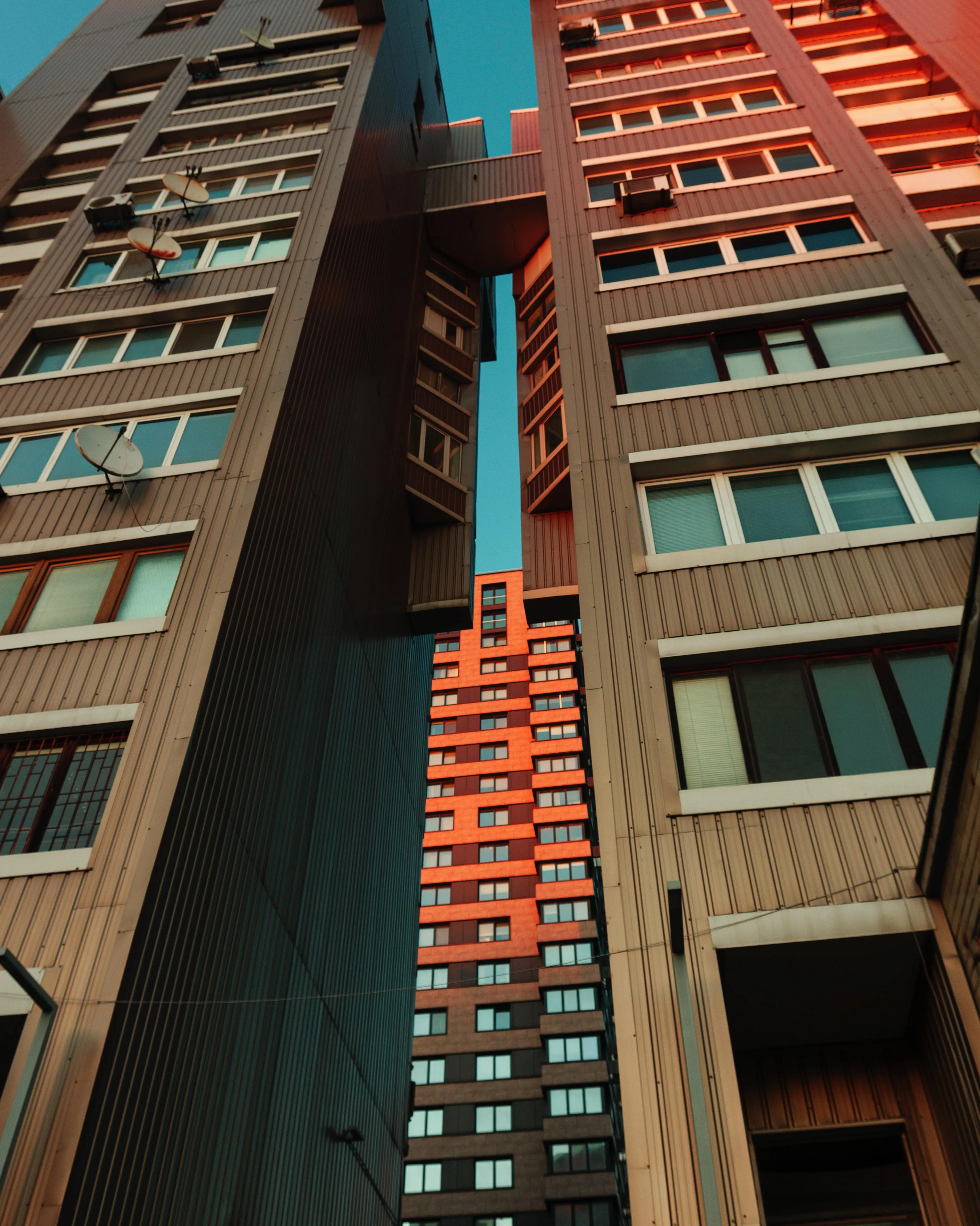 Tall Apartment Building Seen From a Sharp Low Angle