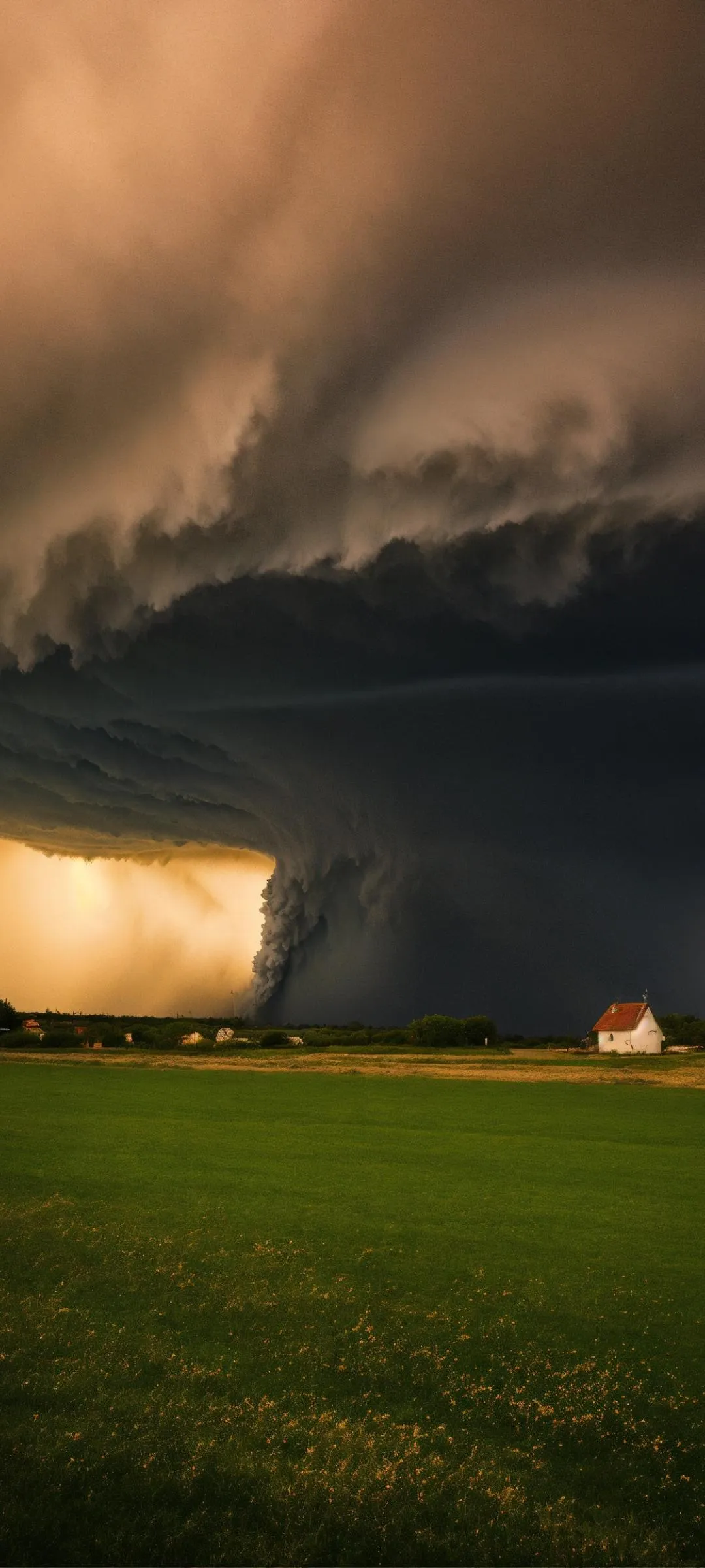 Thunderstorm Lightning over Countryside Green Field