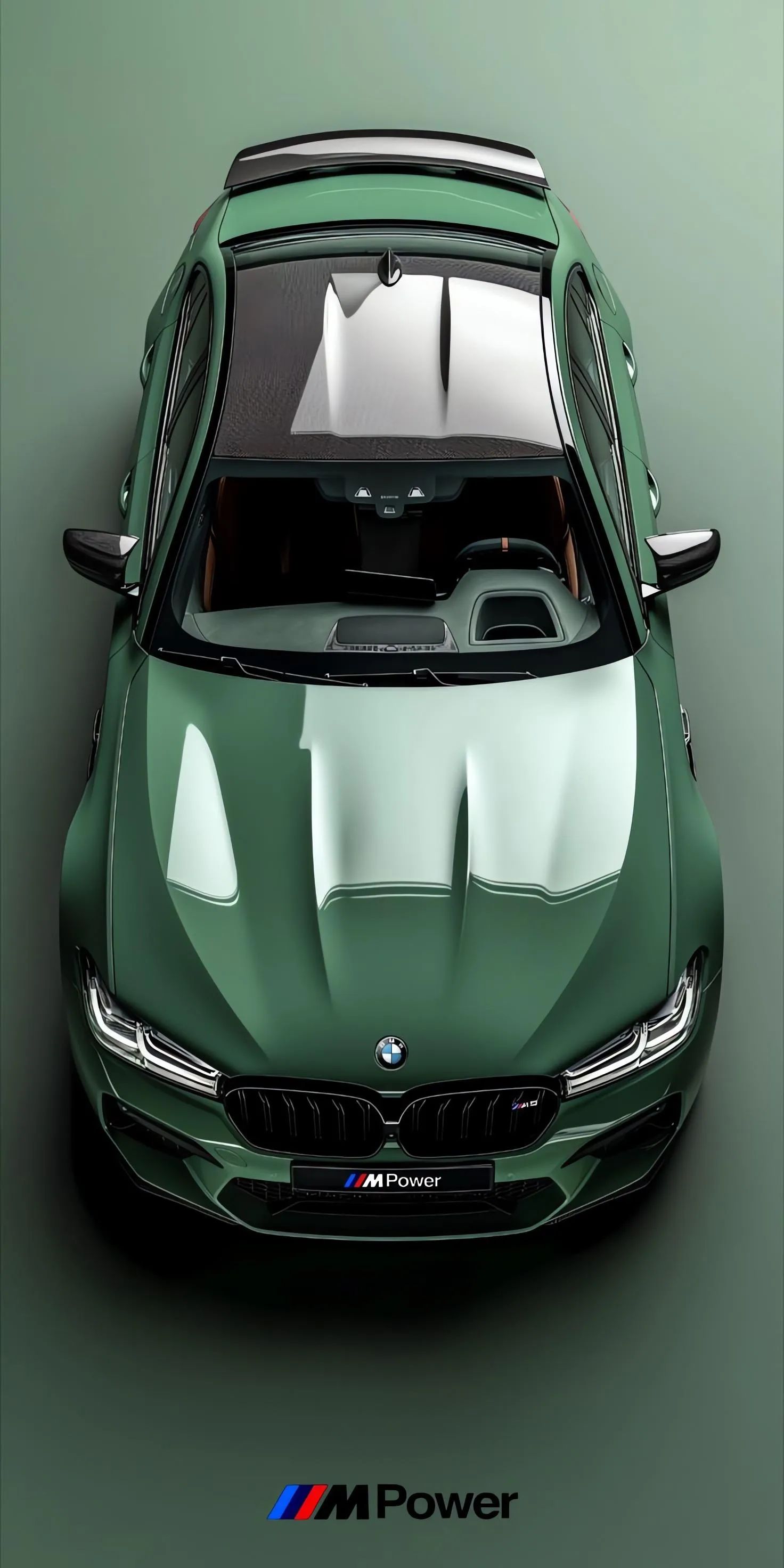 Top Down View of Green Sports Car on Studio Background