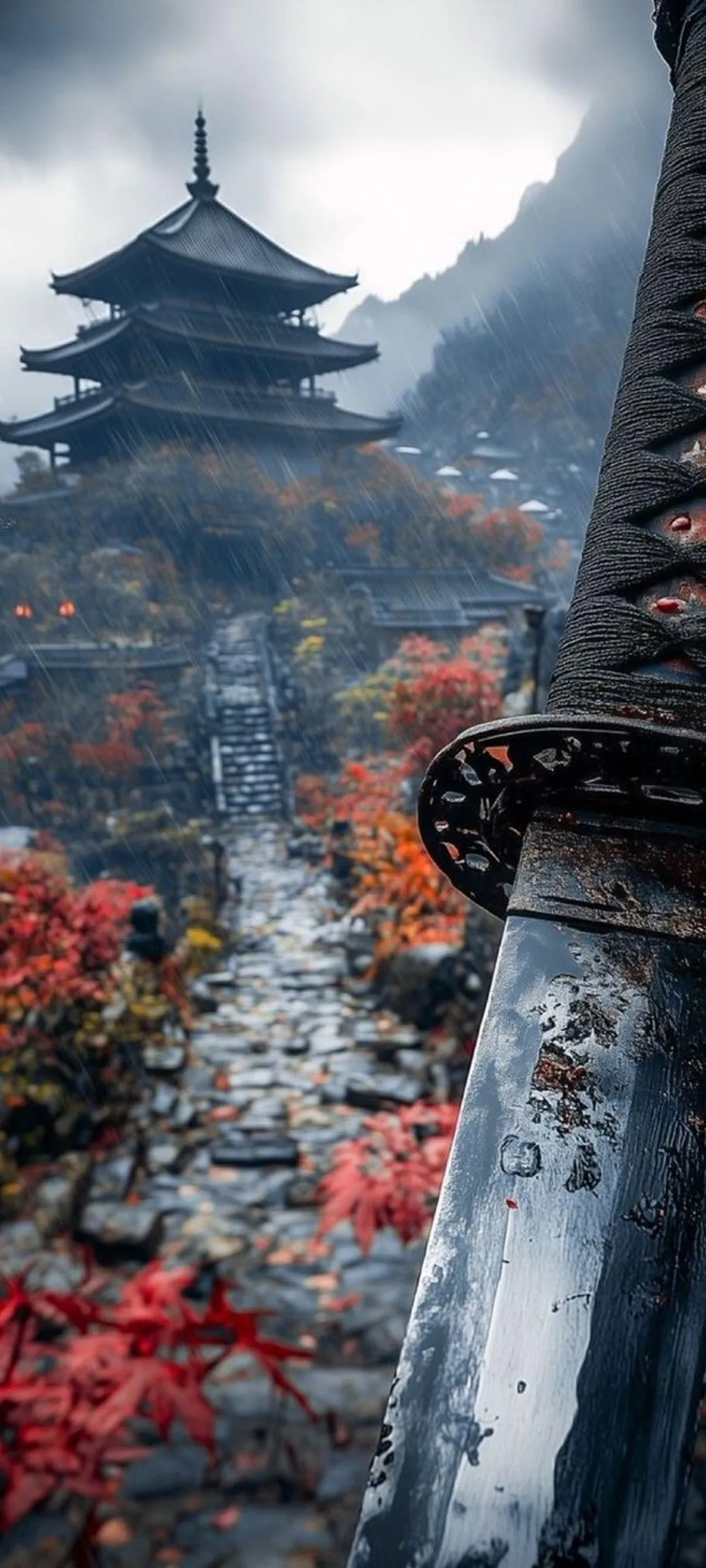 Traditional Japanese Pagoda Surrounded By Autumn Trees