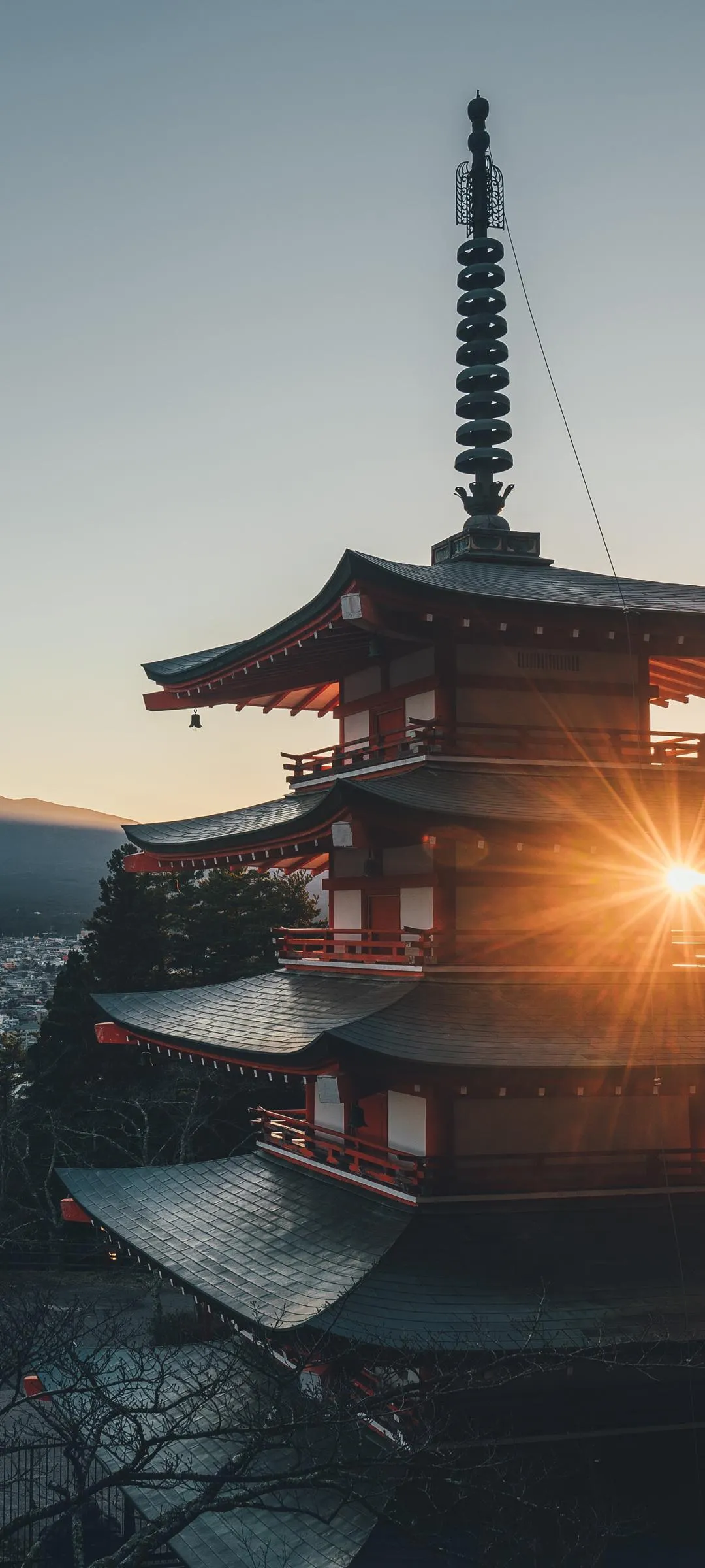 Traditional Japanese Pagoda with Blue Sky HD Wallpaper