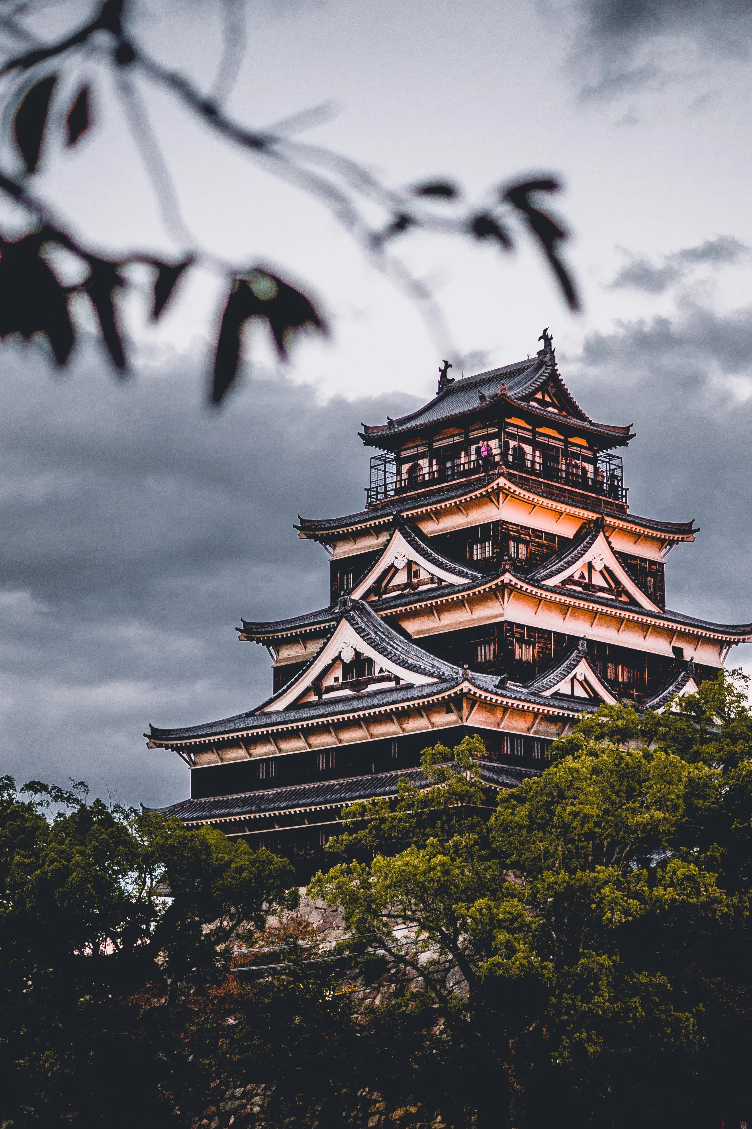 Traditional Japanese Temple Surrounded by Trees Wallpaper