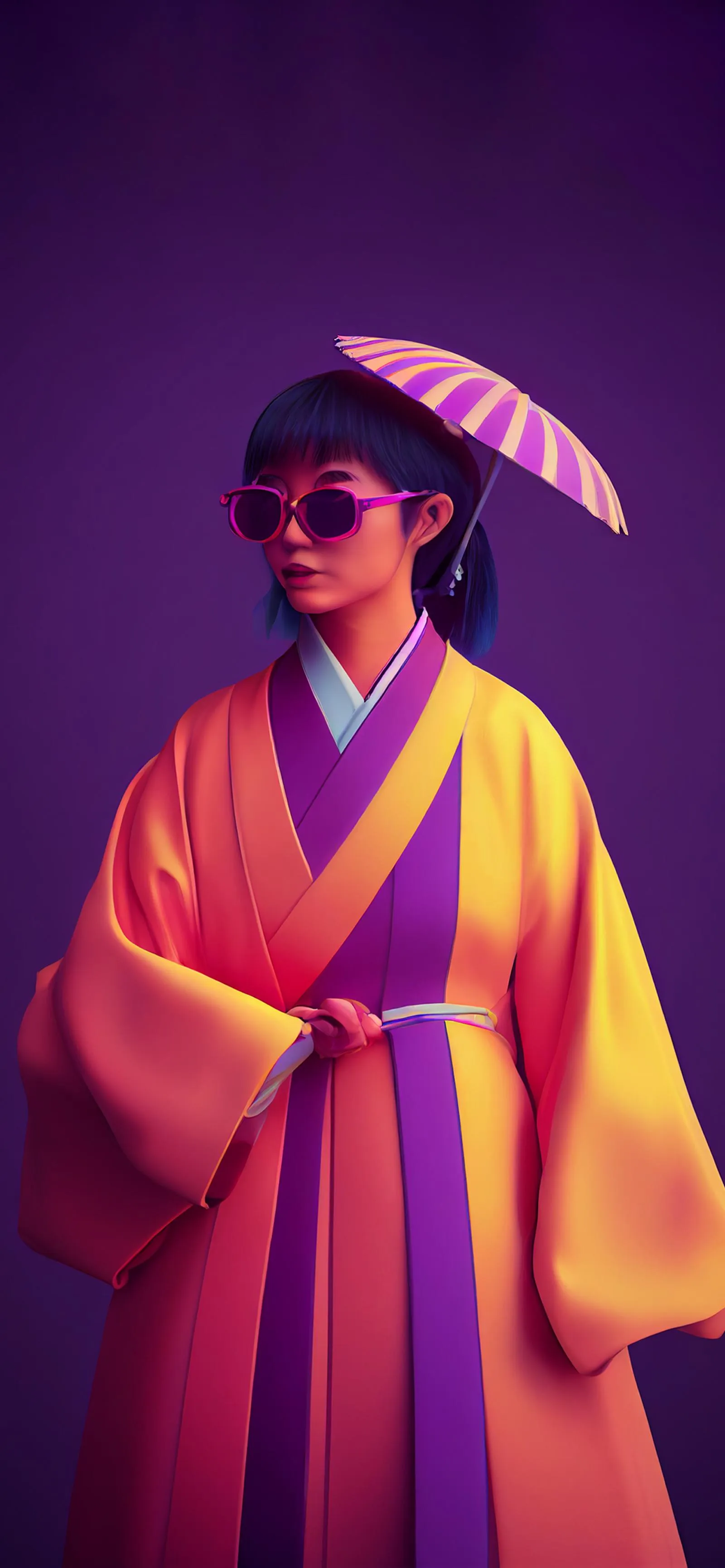 Traditional Japanese Woman in Kimono with Graceful Posture