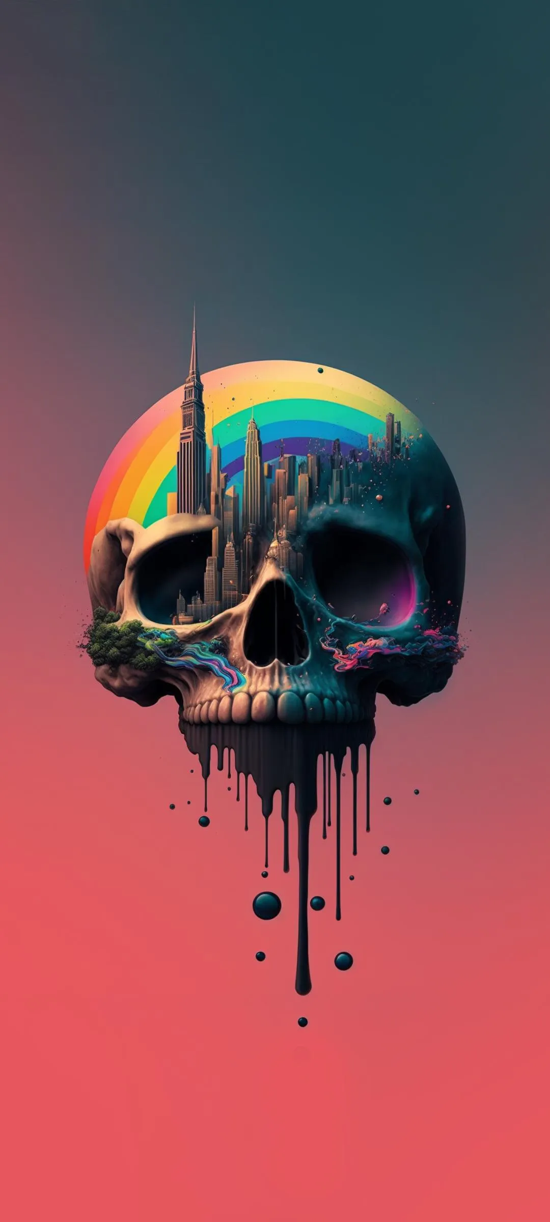 Trendy Neon Skull Art Mobile Wallpaper for Android
