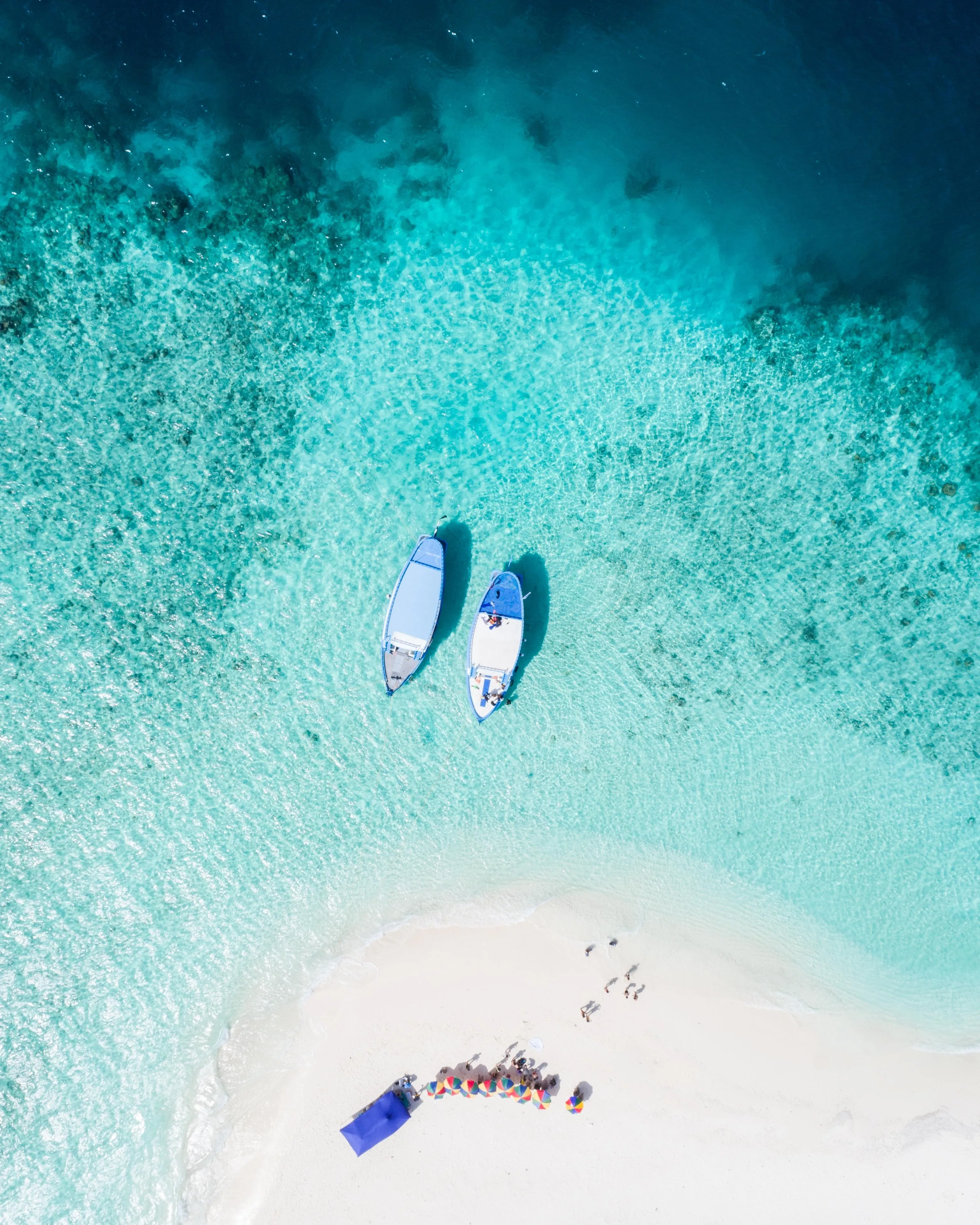 Tropical Beach with Clear Blue Water and Two Kayaks Image