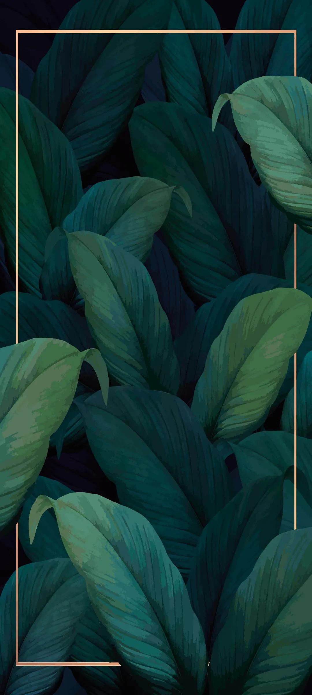 Tropical Leaves Pattern Frame Green Mobile Background