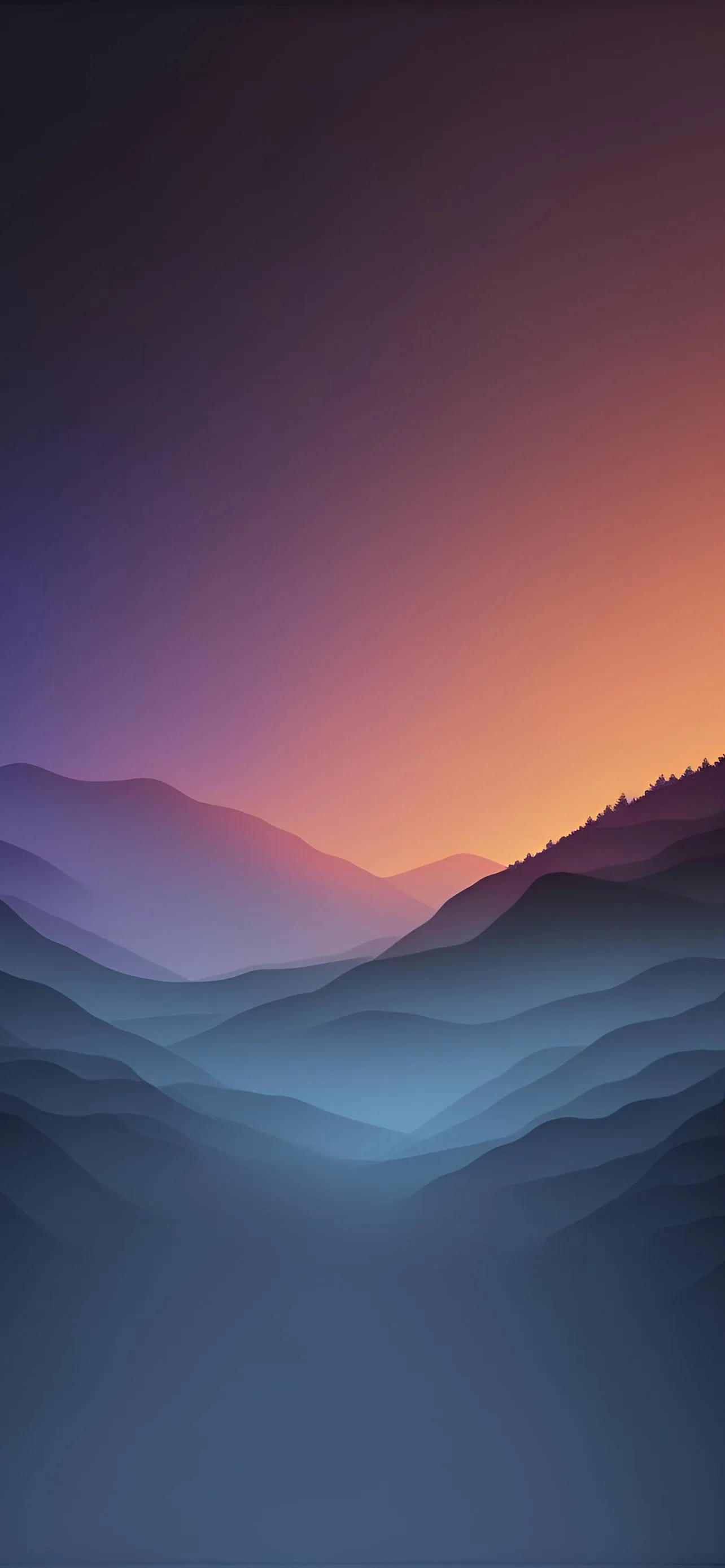 Twilight Mountain Landscape with Warm Lighting Wallpaper