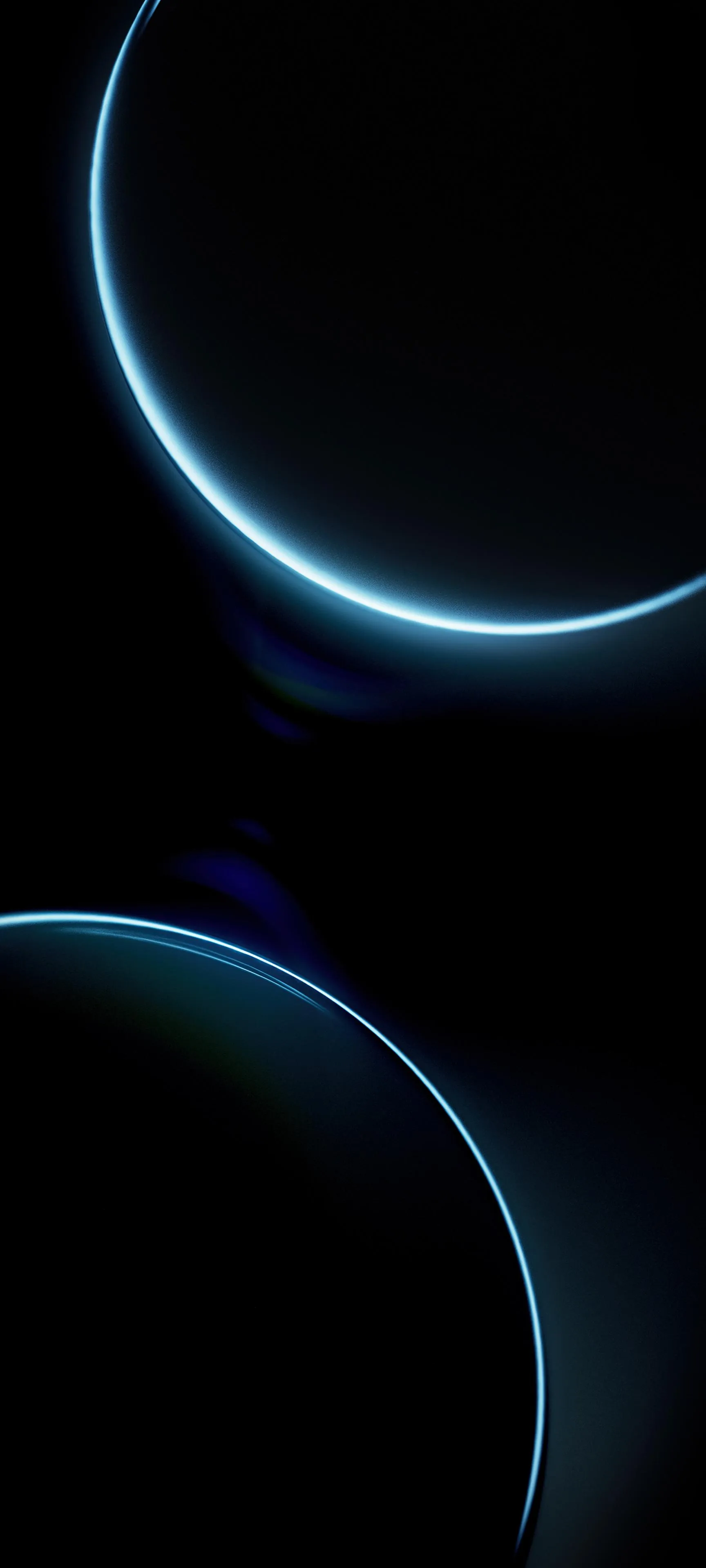Two Blue Planet Circles in Dark Space Theme Wallpaper