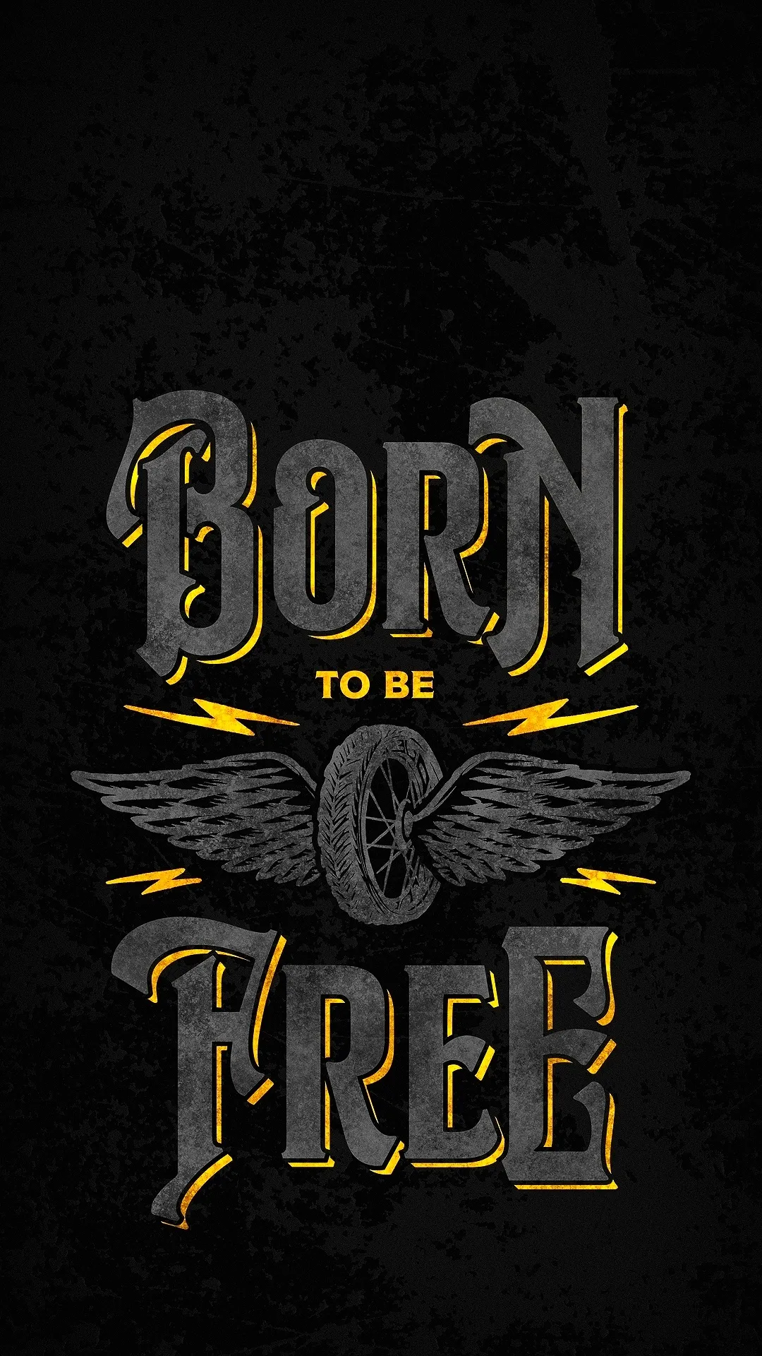 Typography Art Saying Born to Be Free in Gold Wallpaper
