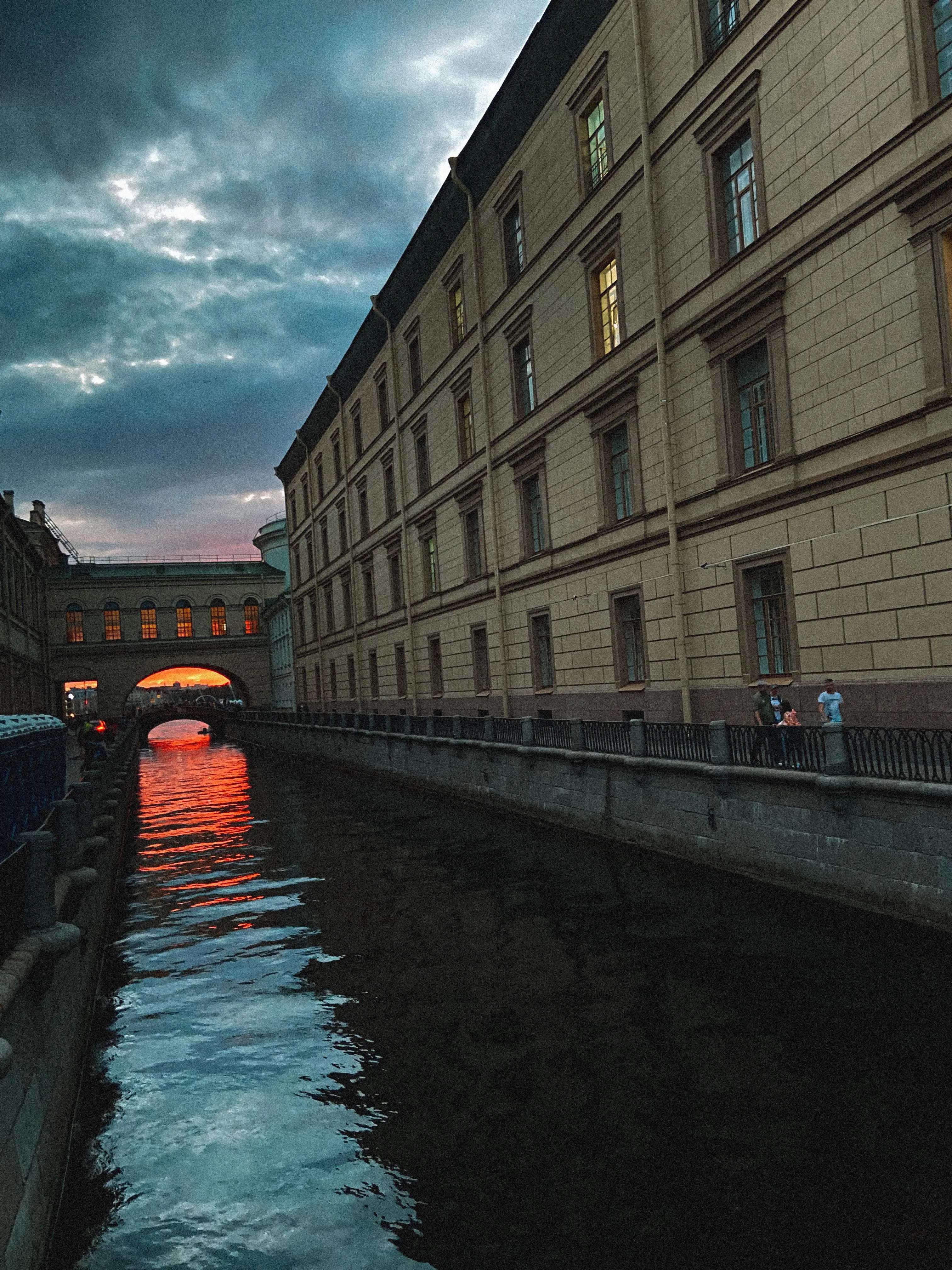 Urban Canal View Between Old European Style Buildings