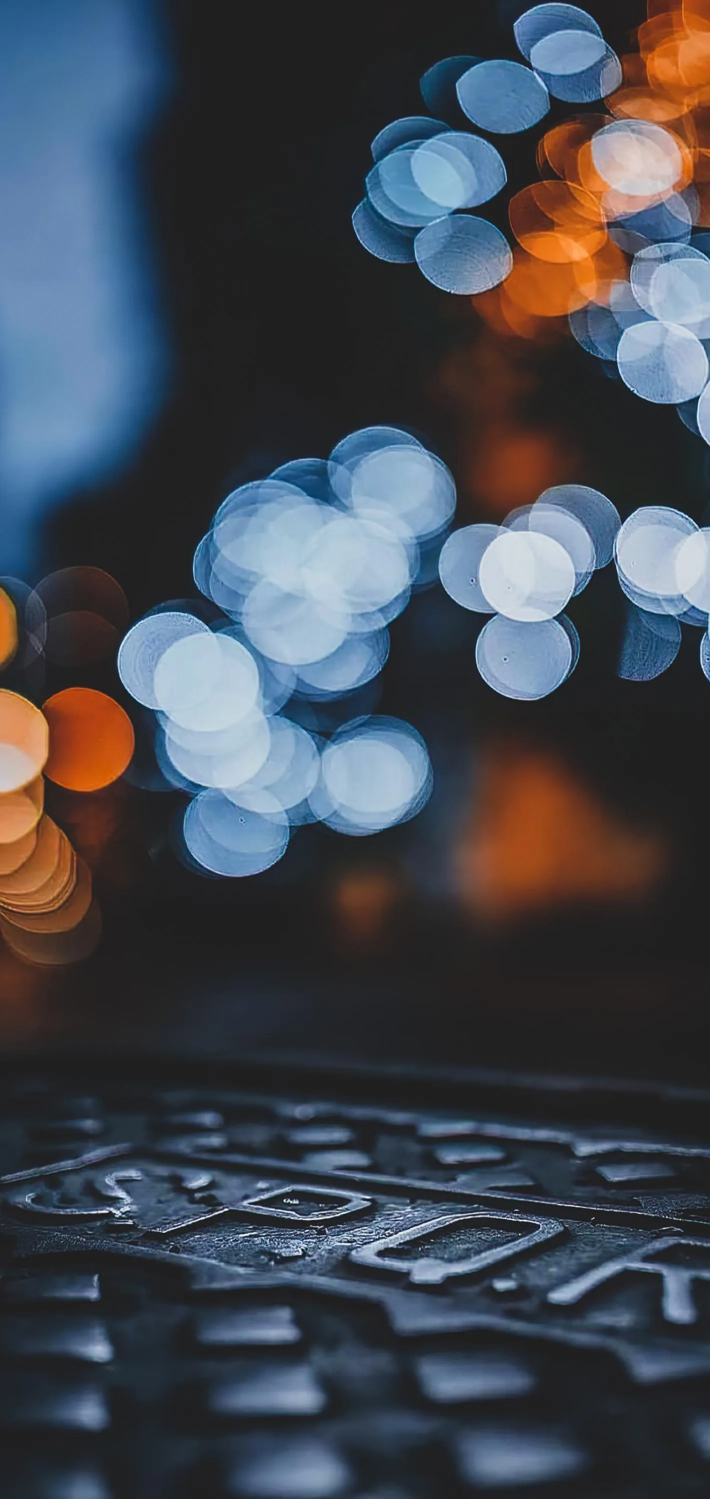 Urban Night Lights with Bokeh and Metallic Texture