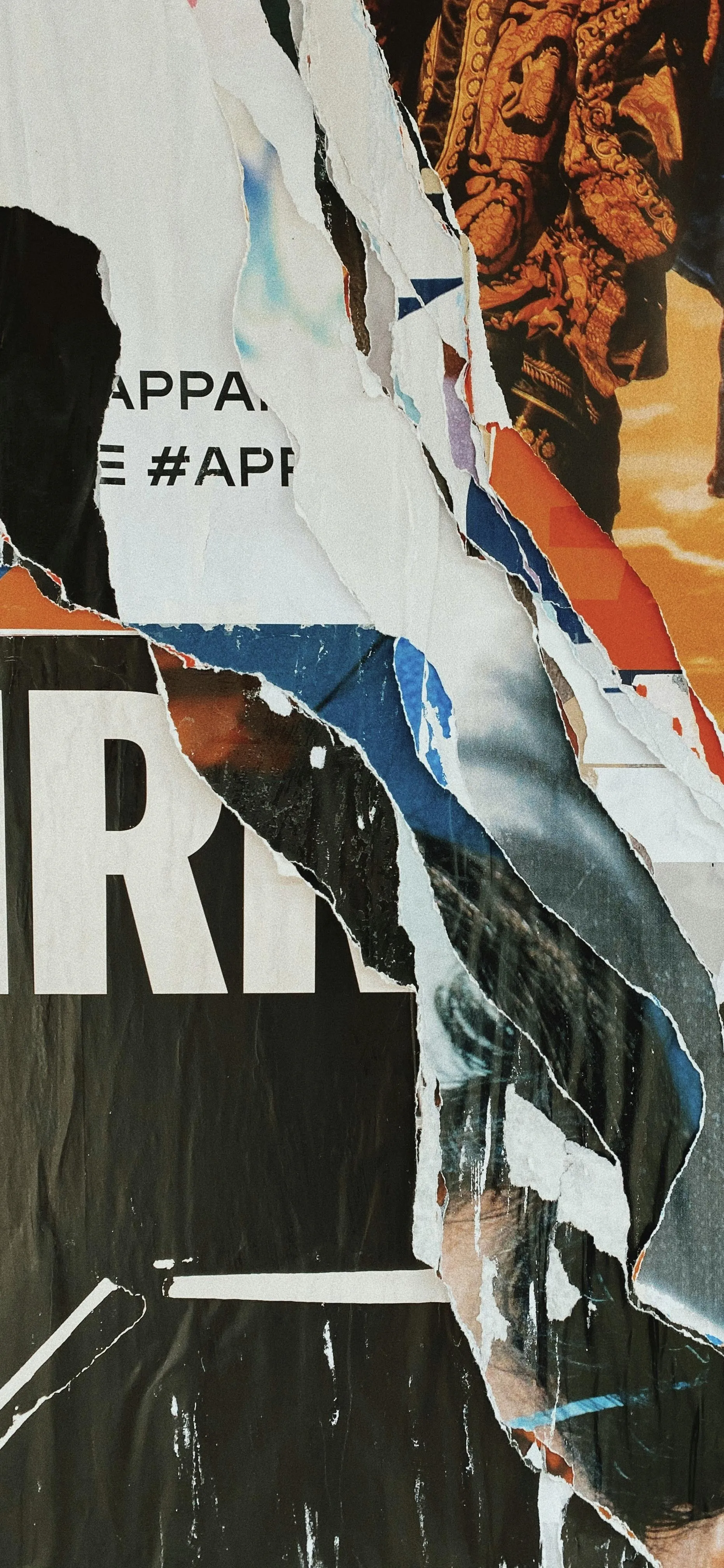 Urban Street Art Wall with Torn Posters and Graffiti Style