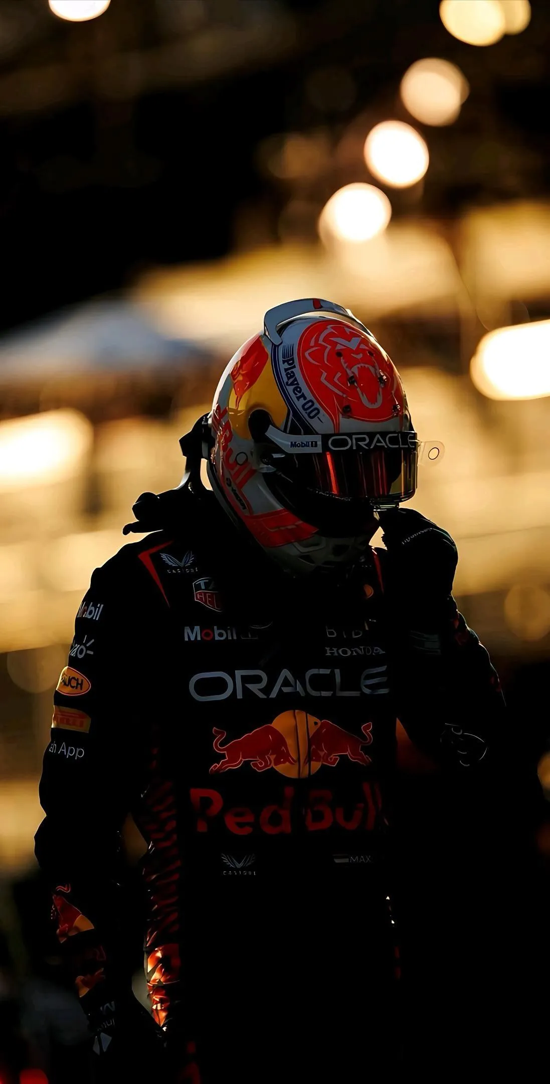 Urban Streetwear Rider in Vibrant City Lights Wallpaper