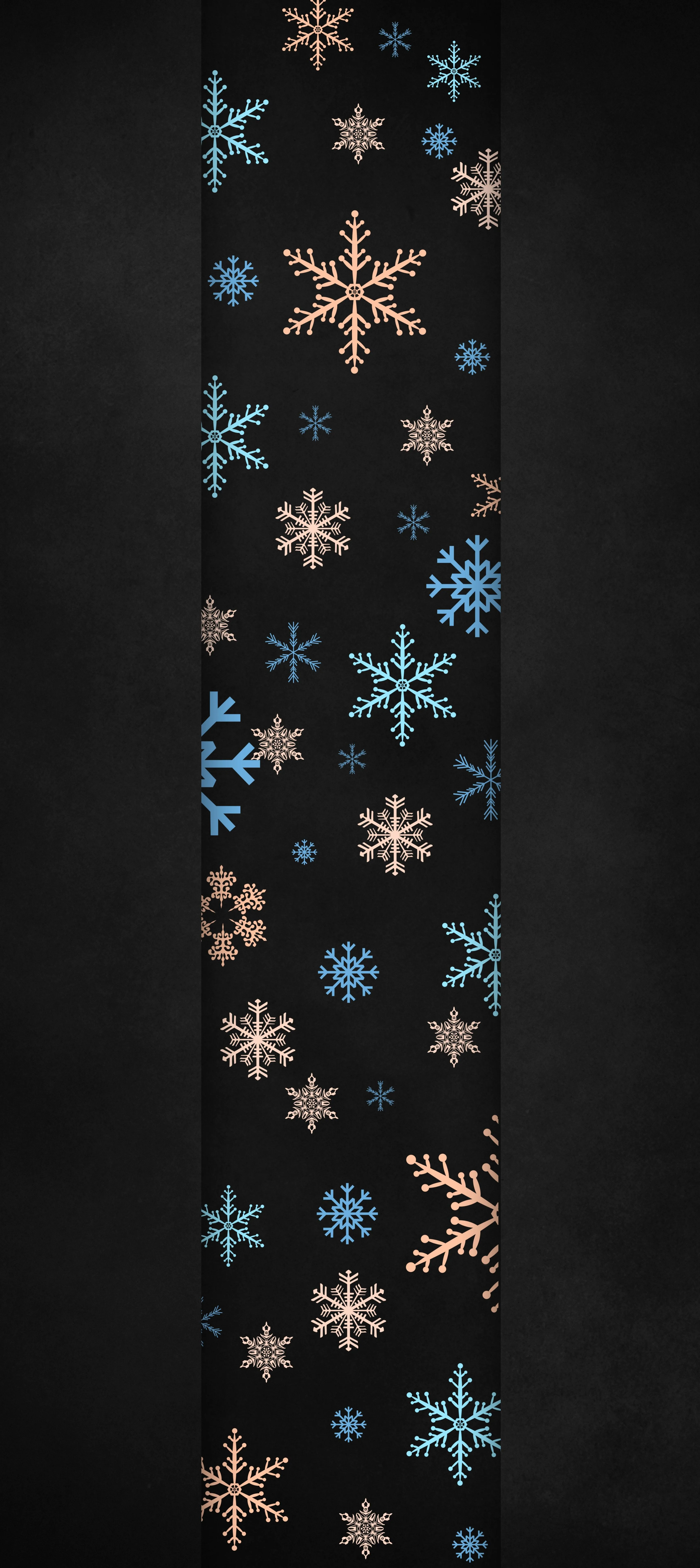 Vertical Black Wallpaper with Snowflakes Pattern Wallpaper