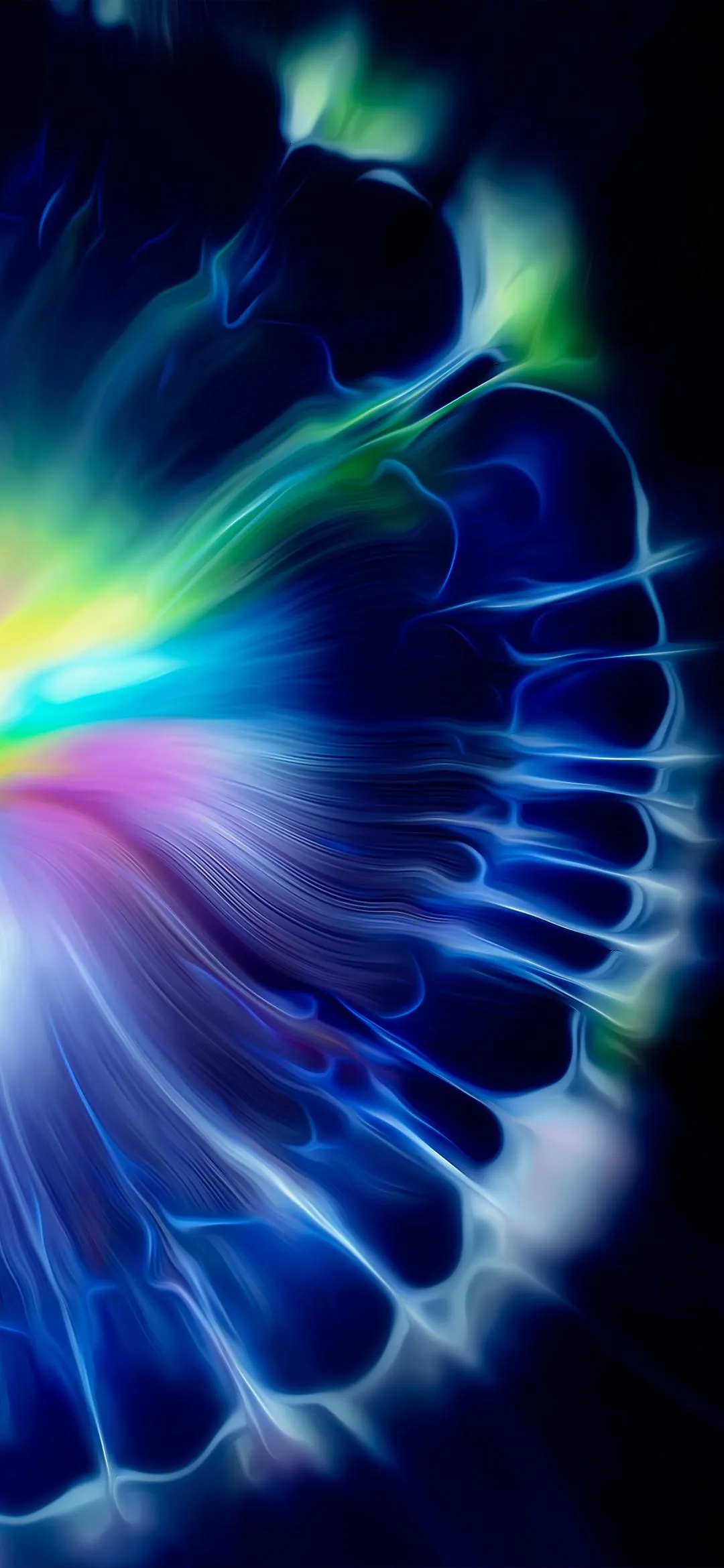 Vibrant Abstract Blue and Purple Light Waves Wallpaper