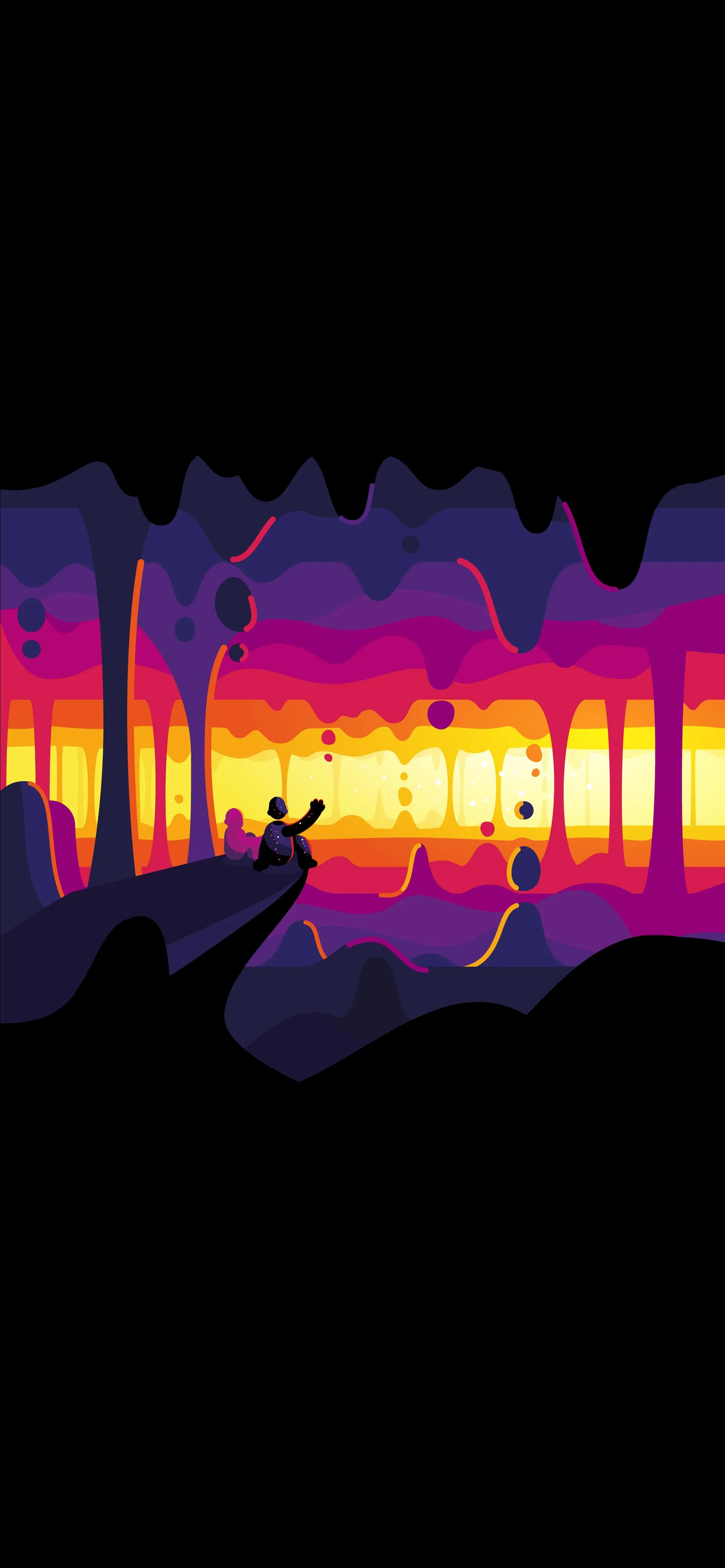 Vibrant Abstract Landscape with Sunset Glow Wallpaper