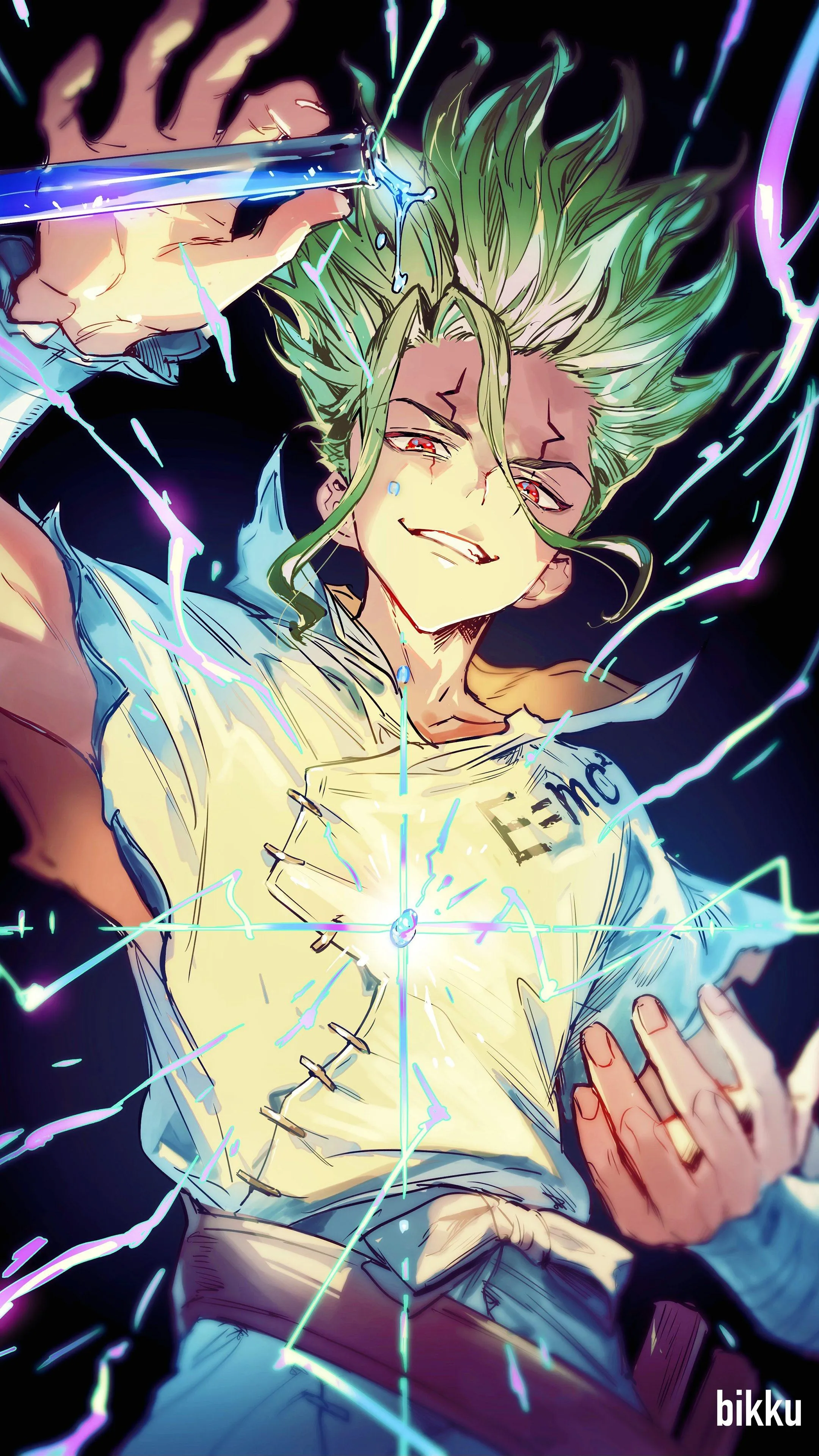 Vibrant Anime Hero Artwork with Magical Energy Wallpaper