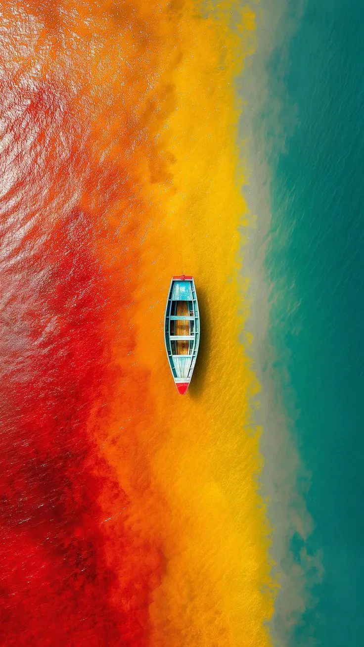 Vibrant Boat on Water for Colorful Nature Wallpaper
