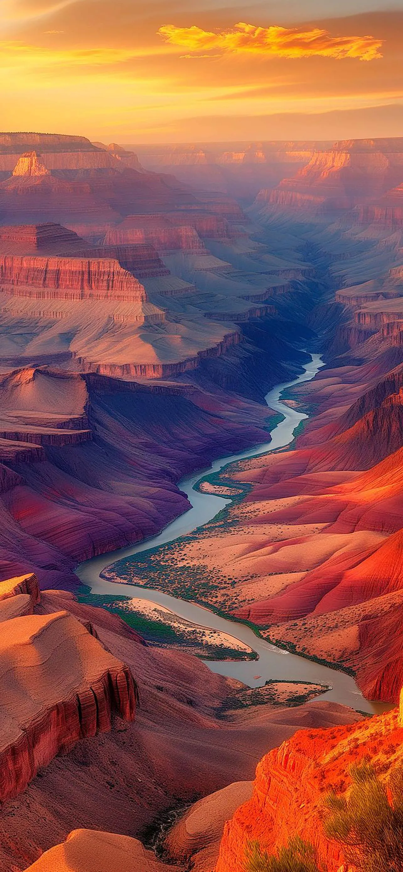 Vibrant Canyon Landscape with Colorful Rock Formations