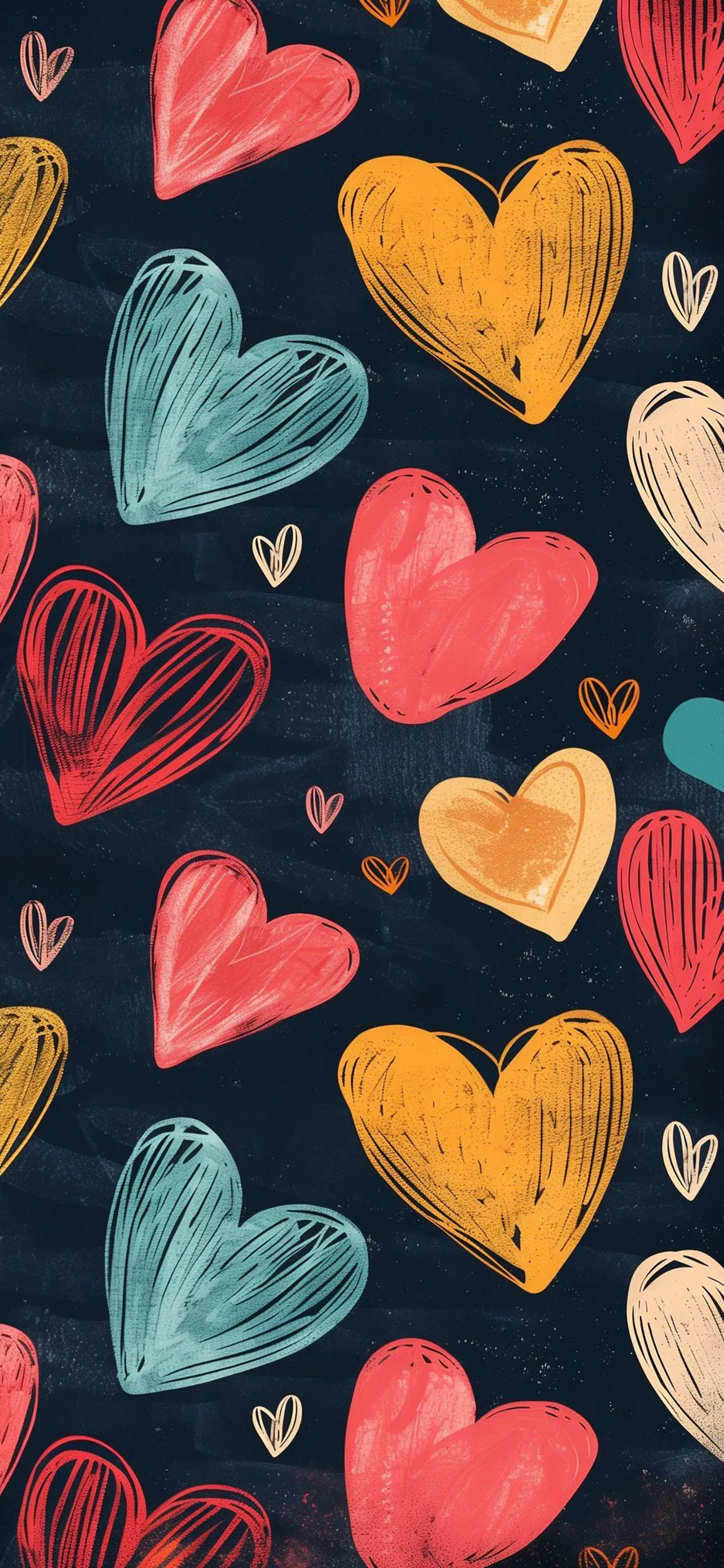 Vibrant Heart Pattern Colorful Love Theme Art Wallpaper