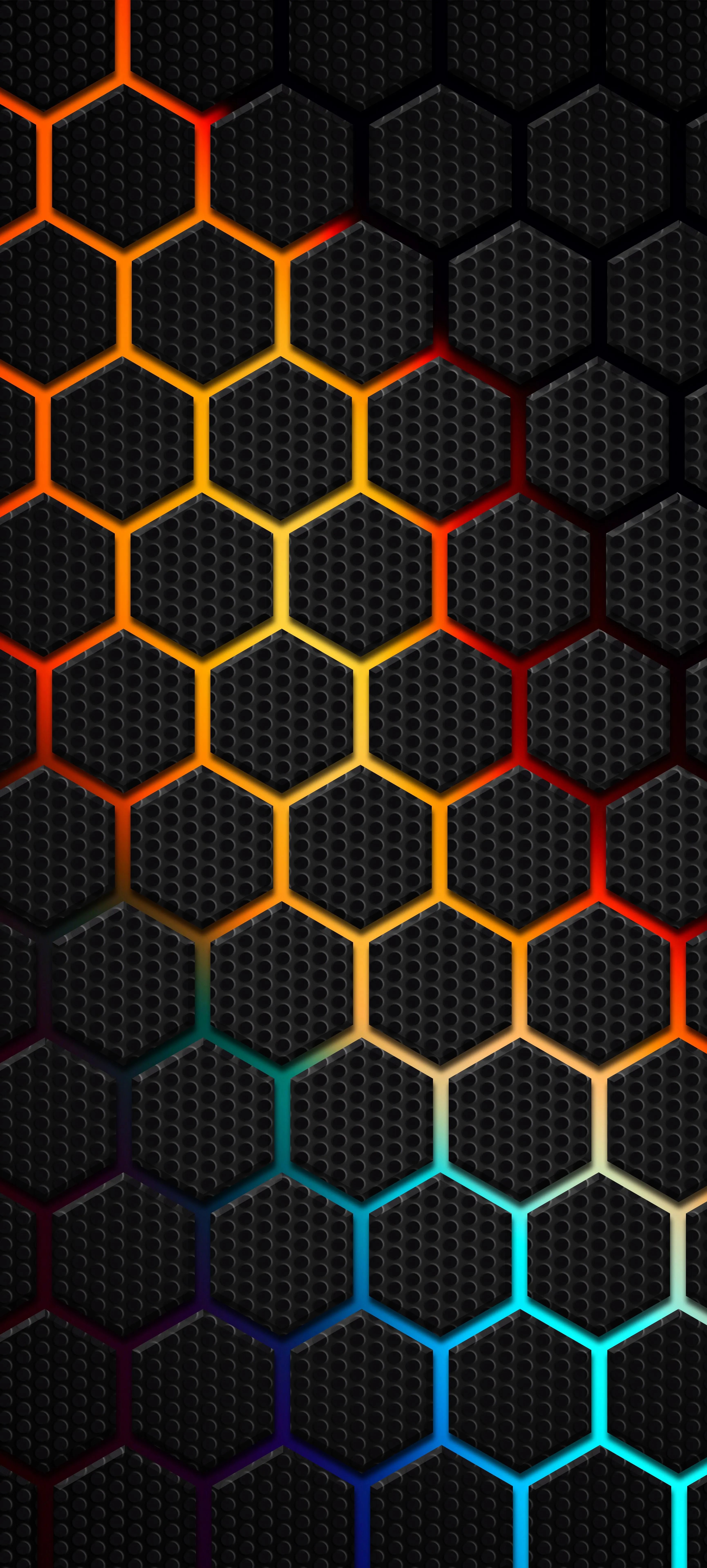 Vibrant Hexagonal Pattern with Gradient Rainbow Colors
