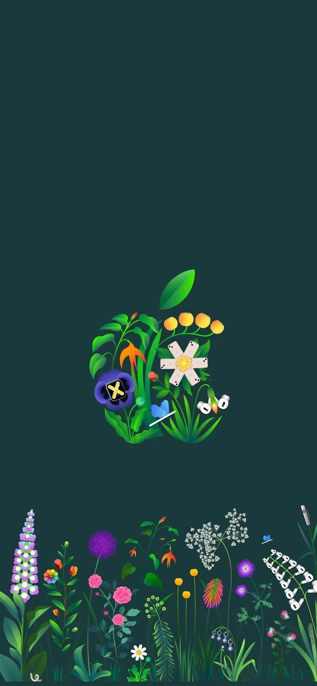 Vibrant Nature Apple Logo with Digital Pixel Artwork HD