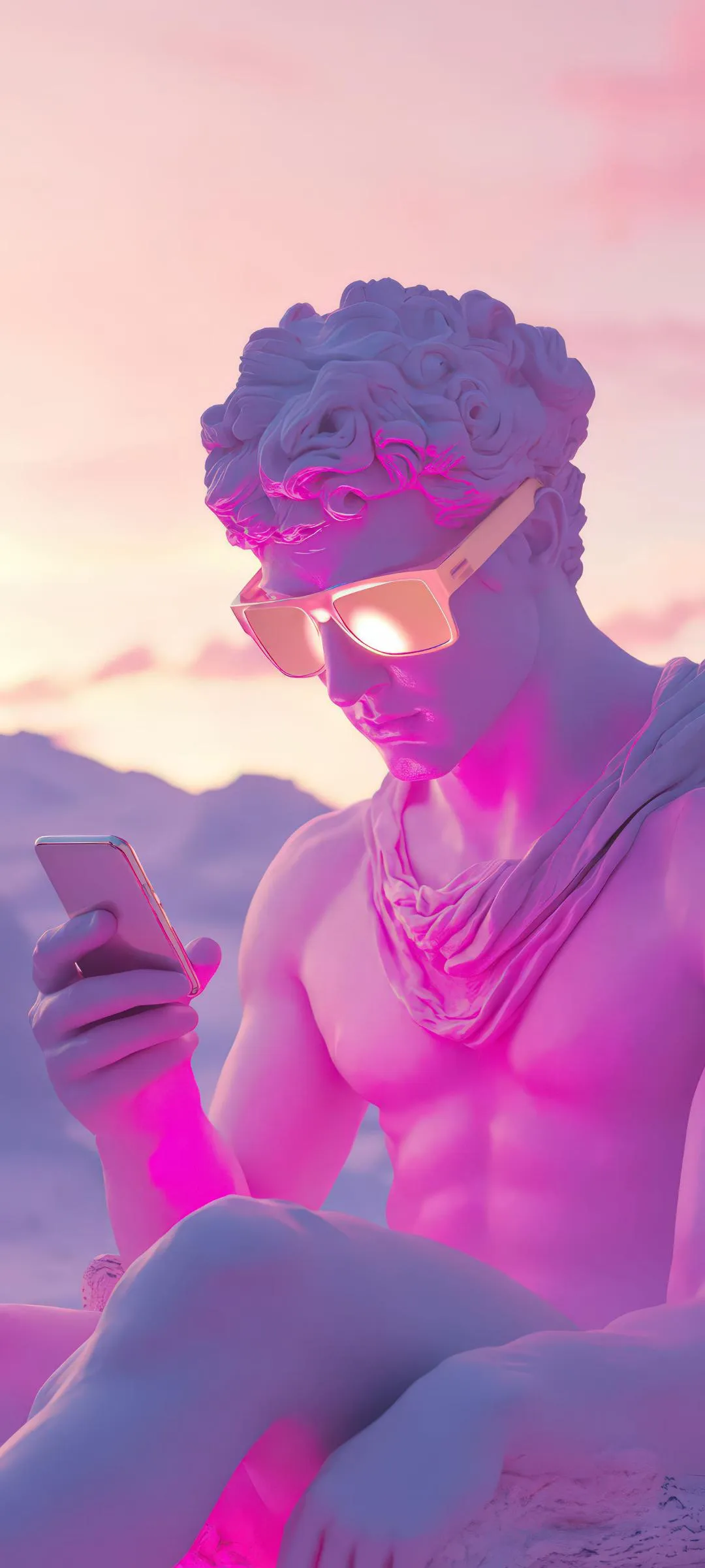 Vibrant Neon Portrait of Man with Sunglasses Art Wallpaper