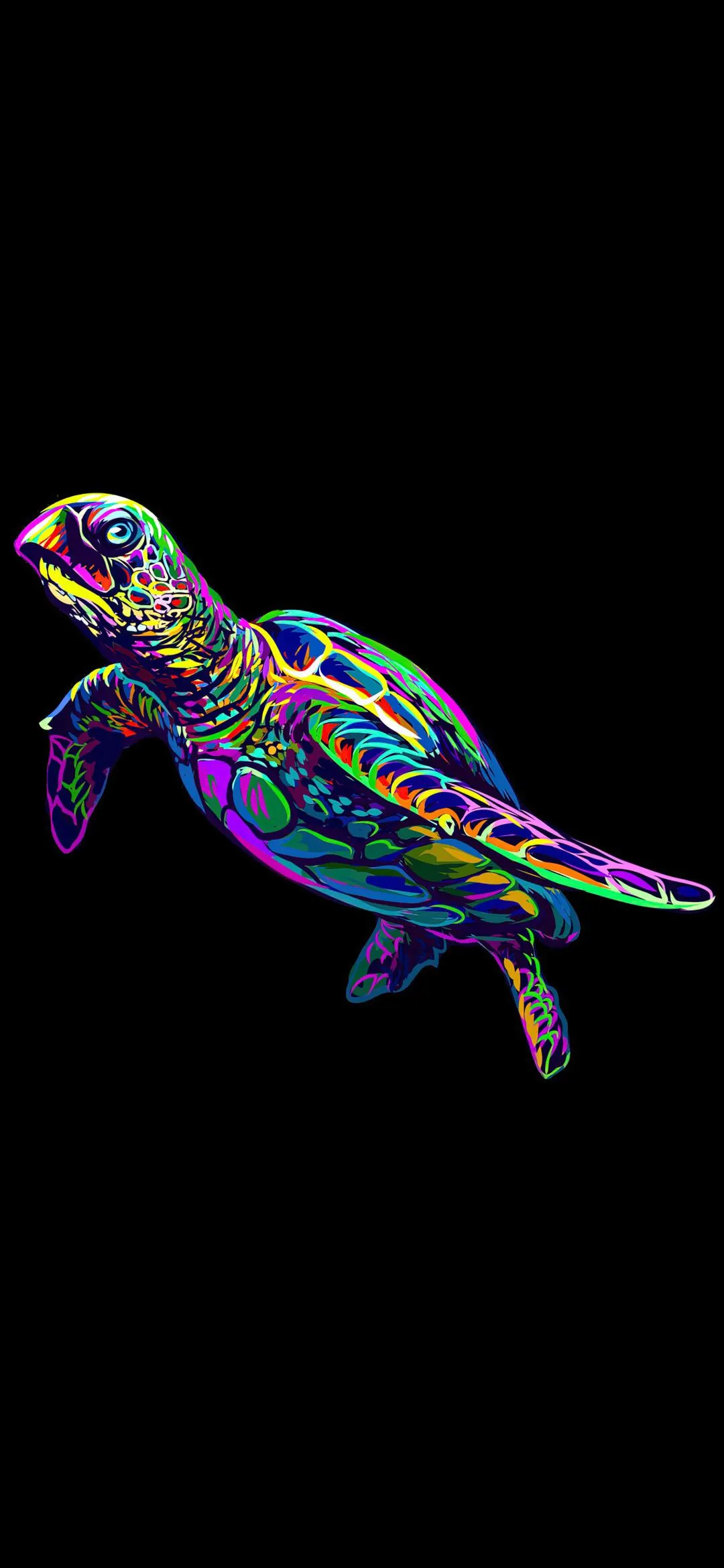 Vibrant Neon Turtle Art Wallpaper for Creative Style