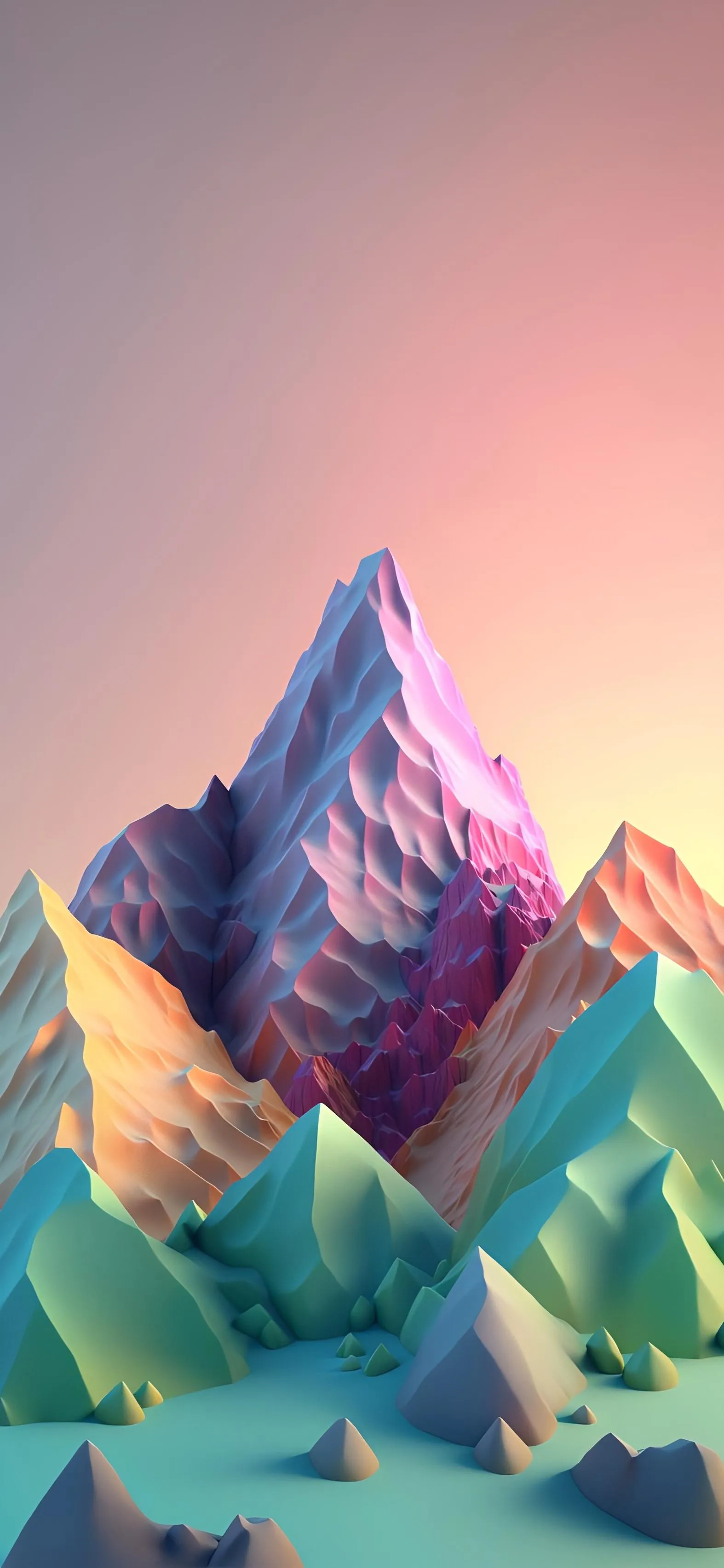 Vibrant Polygonal Mountains in Low Poly Style Design