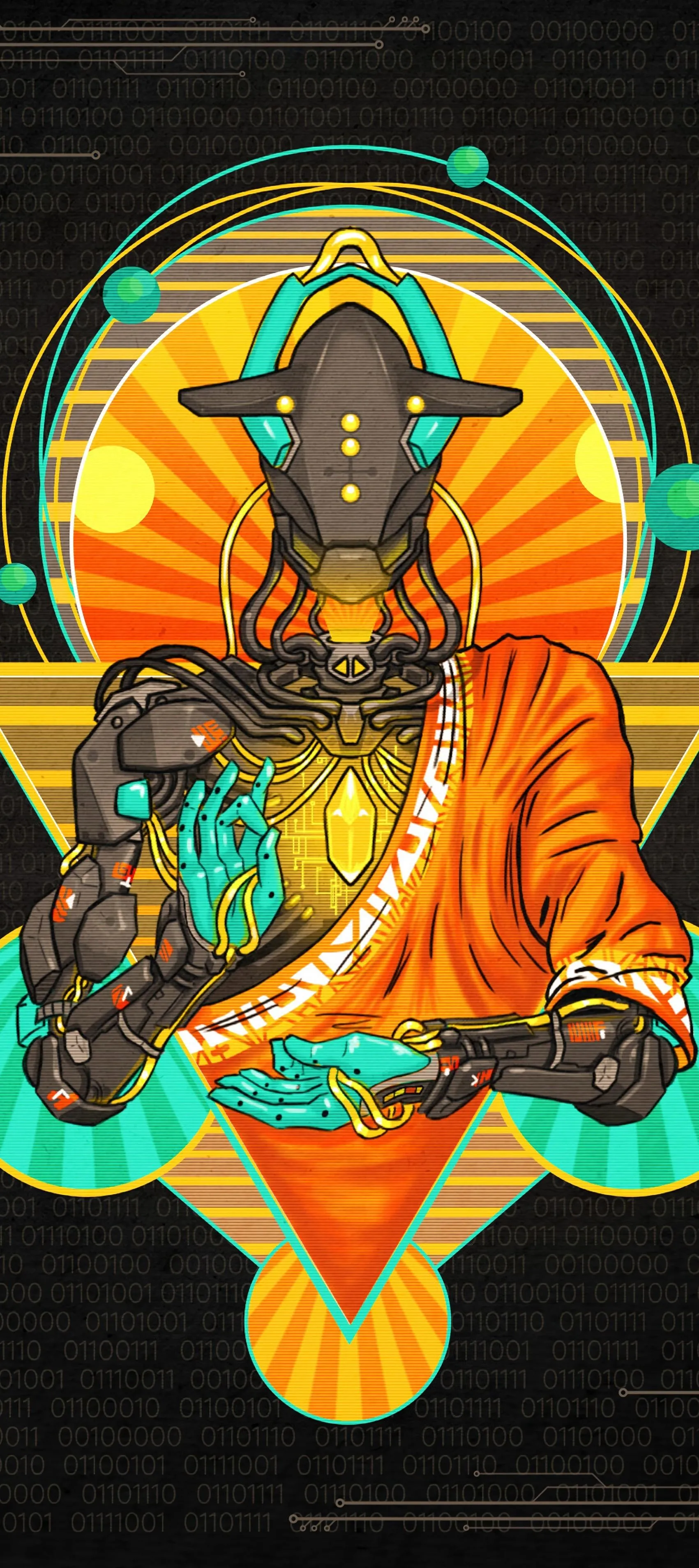 Vibrant Psychedelic Art of a Monk in Meditation Wallpaper