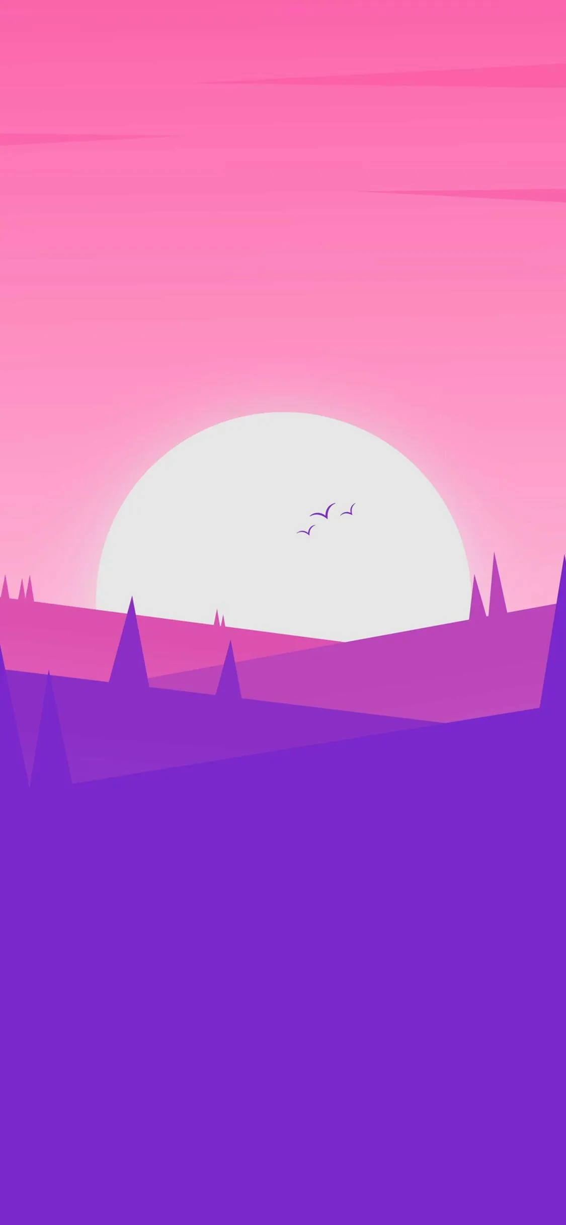 Vibrant Purple Sunset Over Horizon Mobile Wallpaper Design