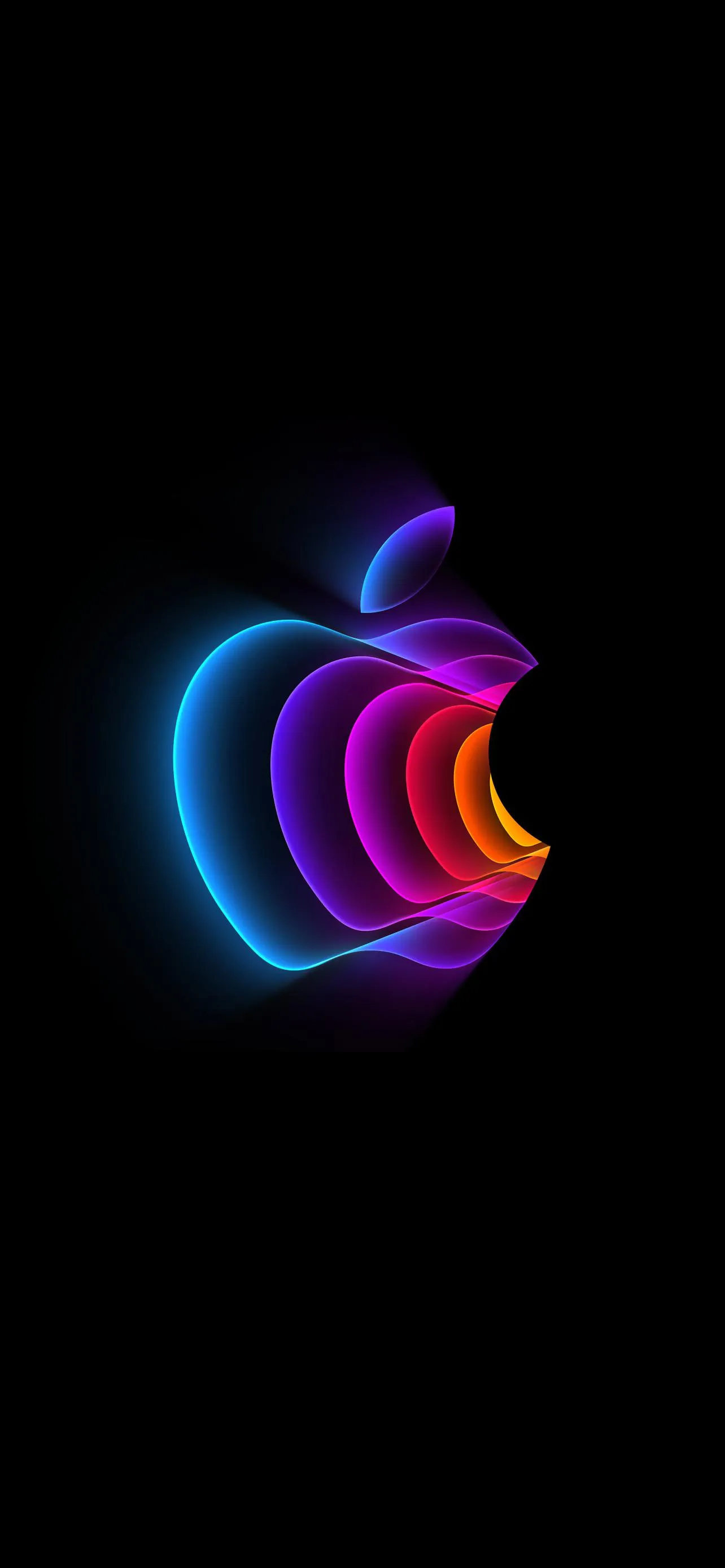 Vibrant Rainbow Apple Logo on Pure Black Background