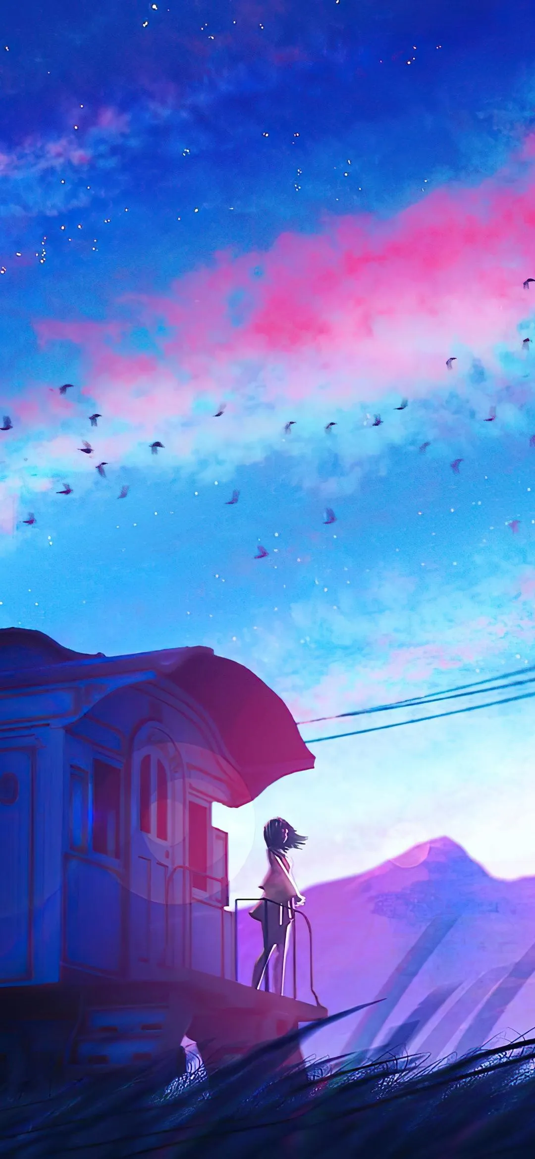 Vibrant Sky and House Digital Art free Mobile Wallpaper