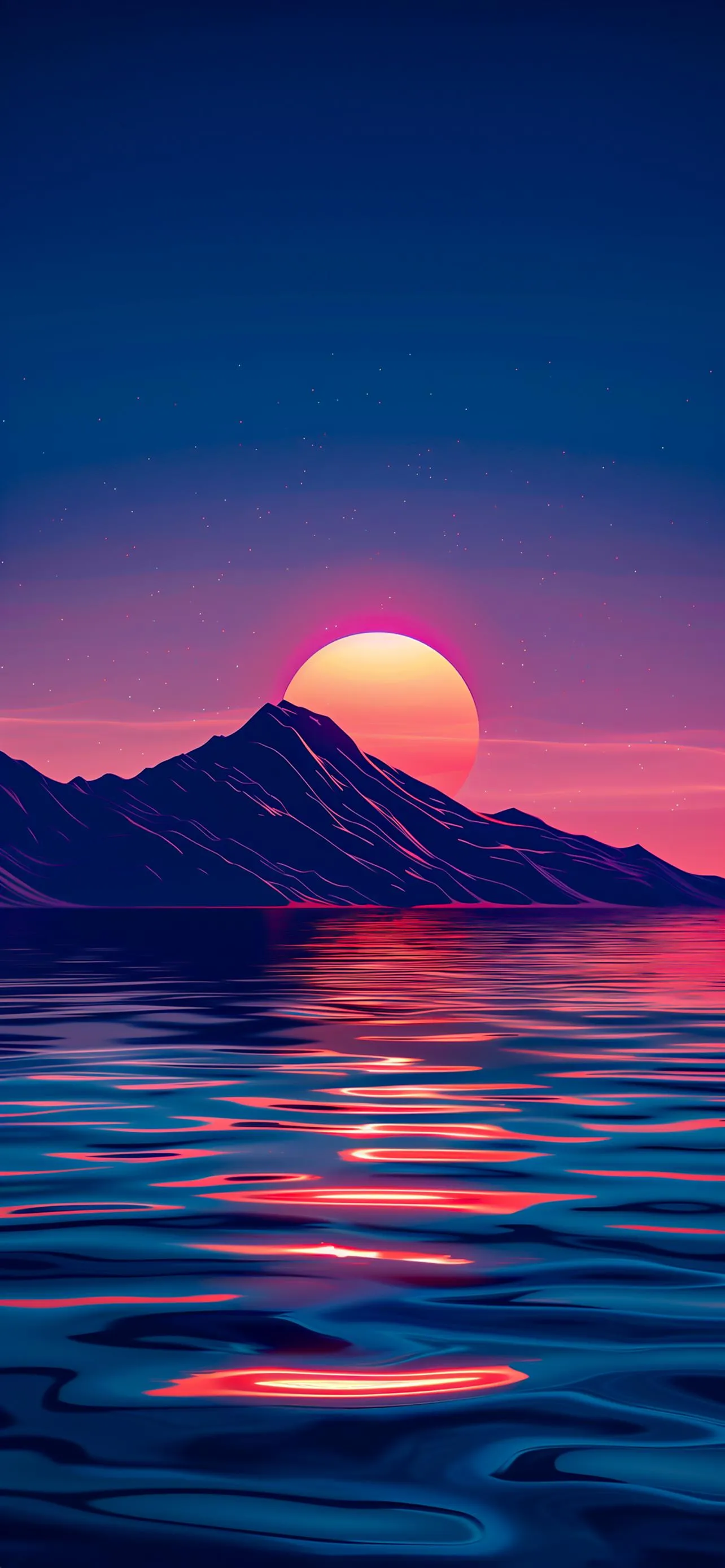 Vibrant Sunset Reflected Over Calm Ocean Waters Wallpaper