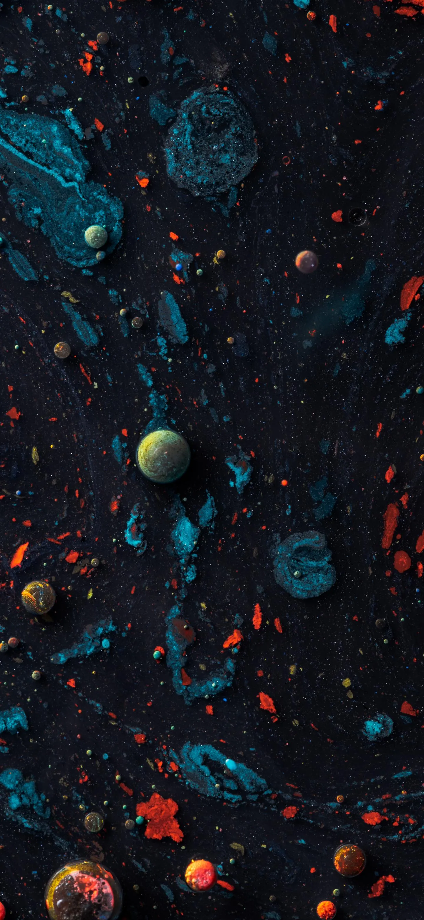 View of Colorful Outer Space with Planets and Asteroids