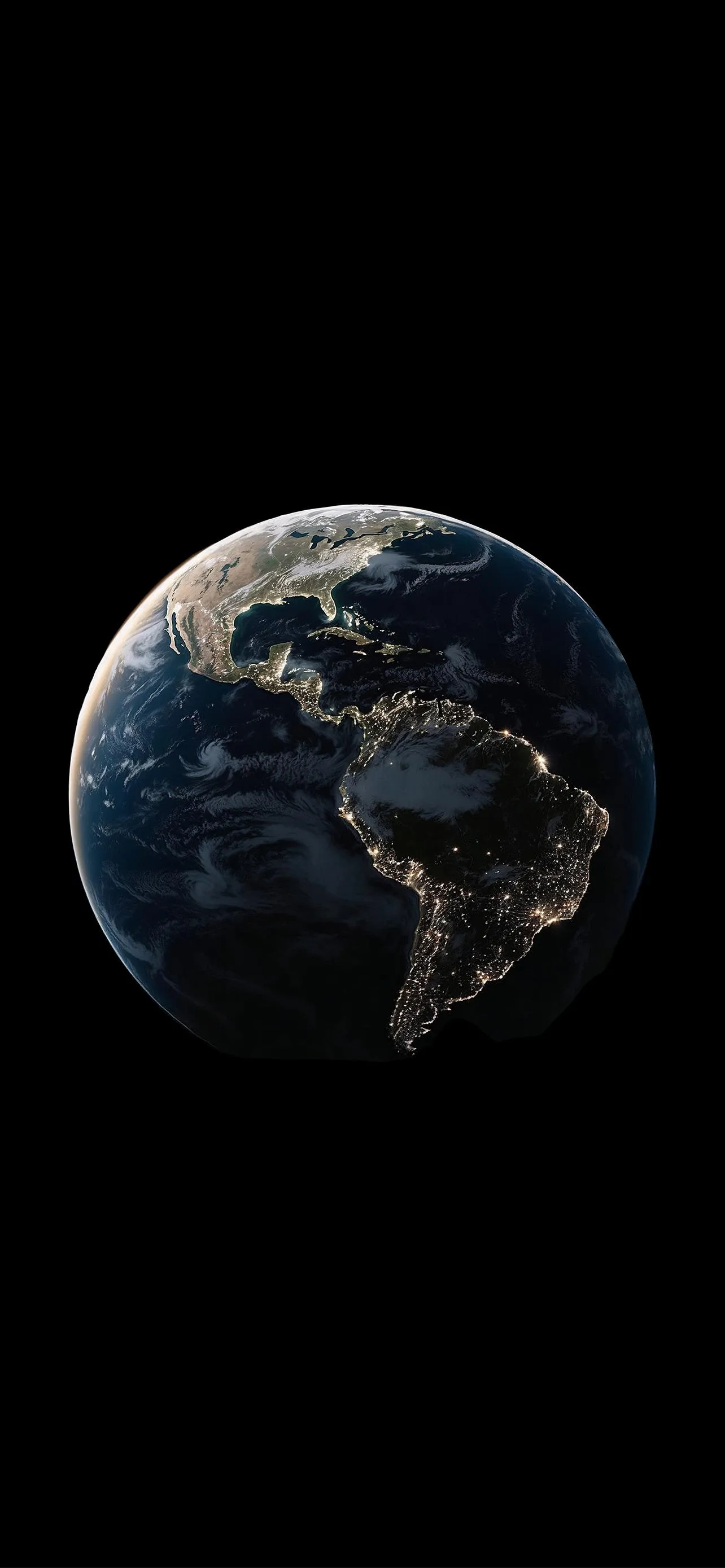 View of Earth from Space in Cosmic Darkness Wallpaper