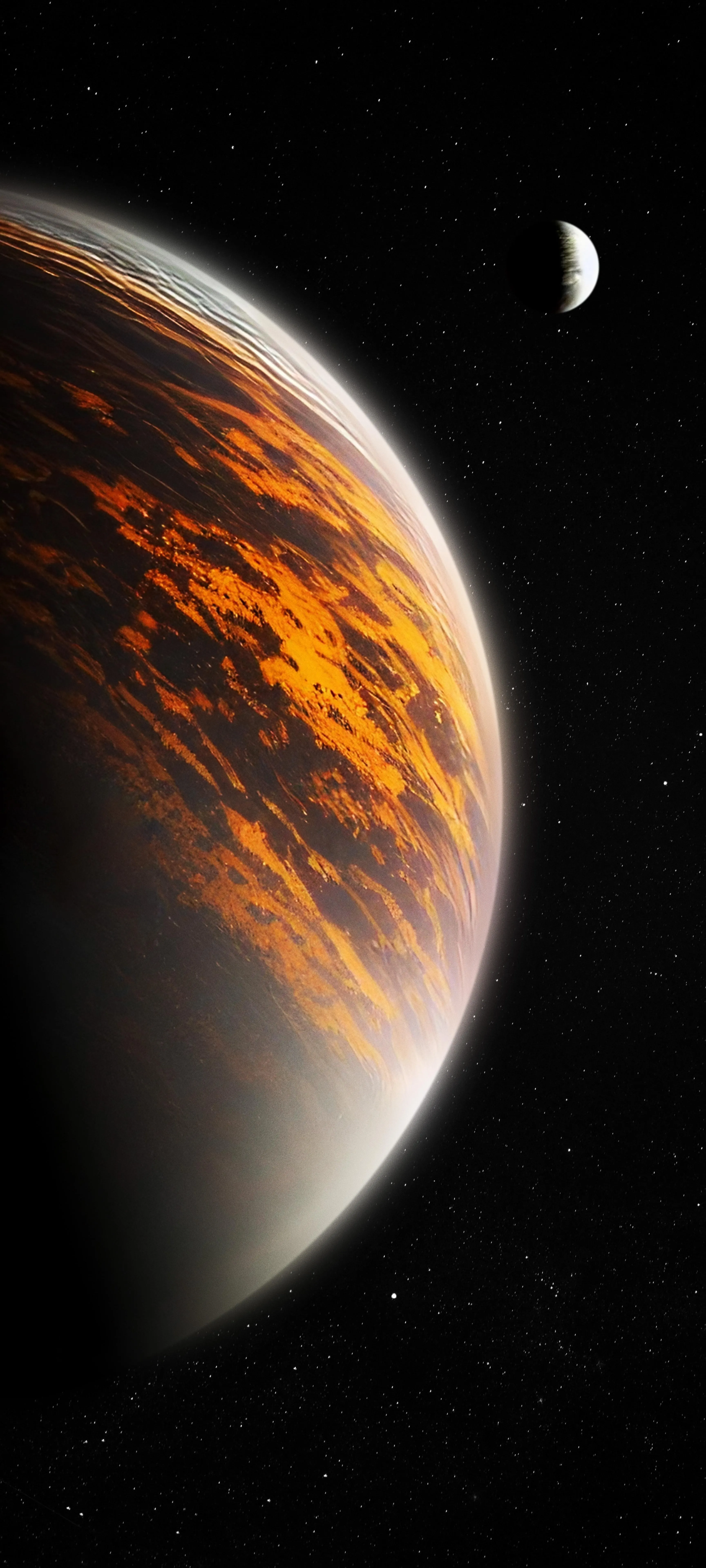 View of Planet with Moon for Space Lovers Mobile Background