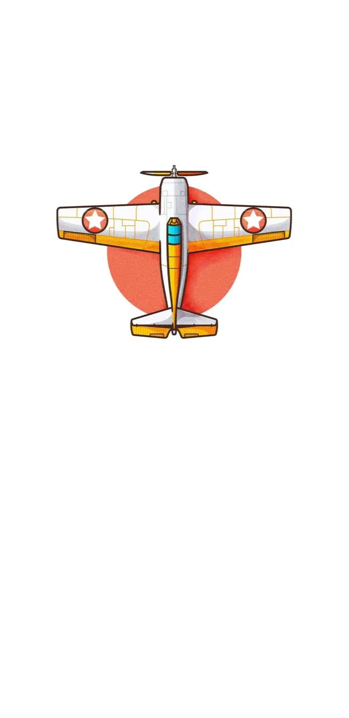Vintage Aircraft Top View with Red Circle Background