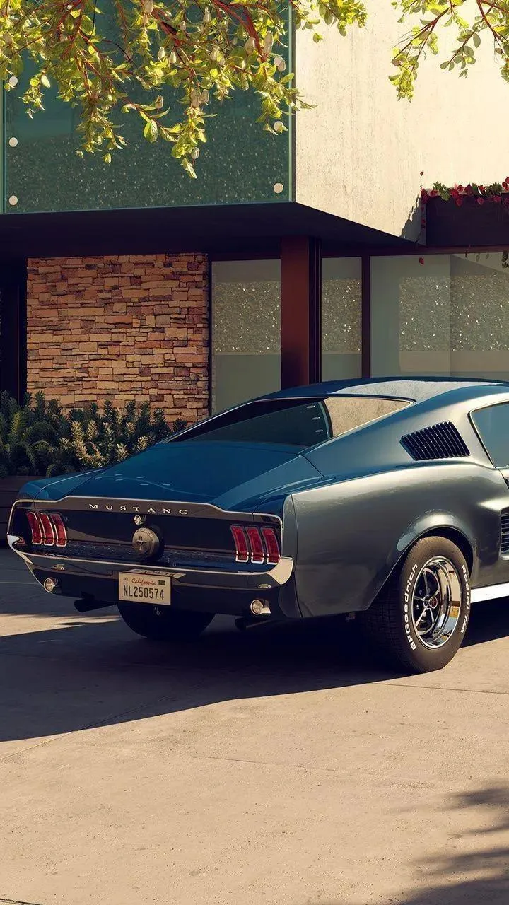 Vintage Car in Suburban Street with Soft Sunlight Wallpaper