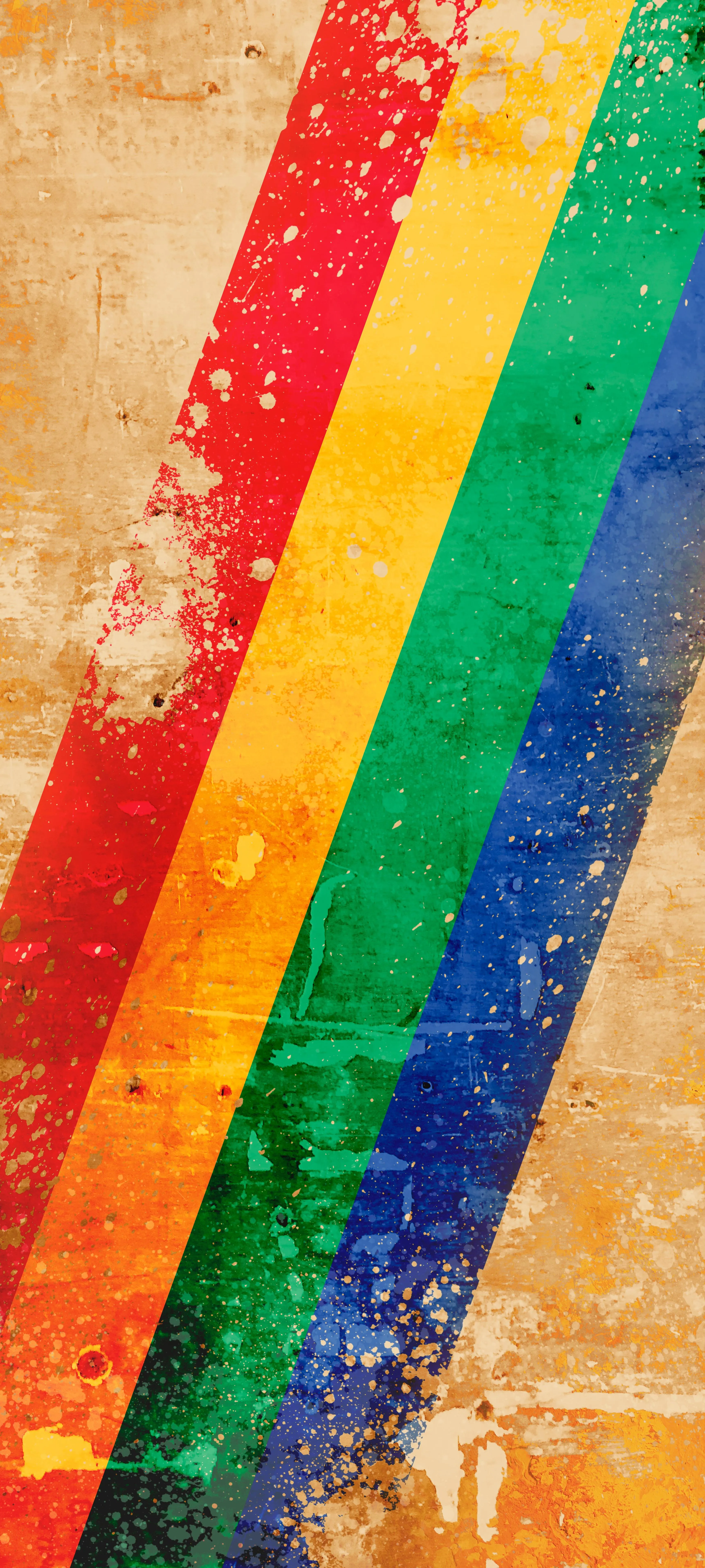 Vintage Rainbow Stripes with Aged Texture Background