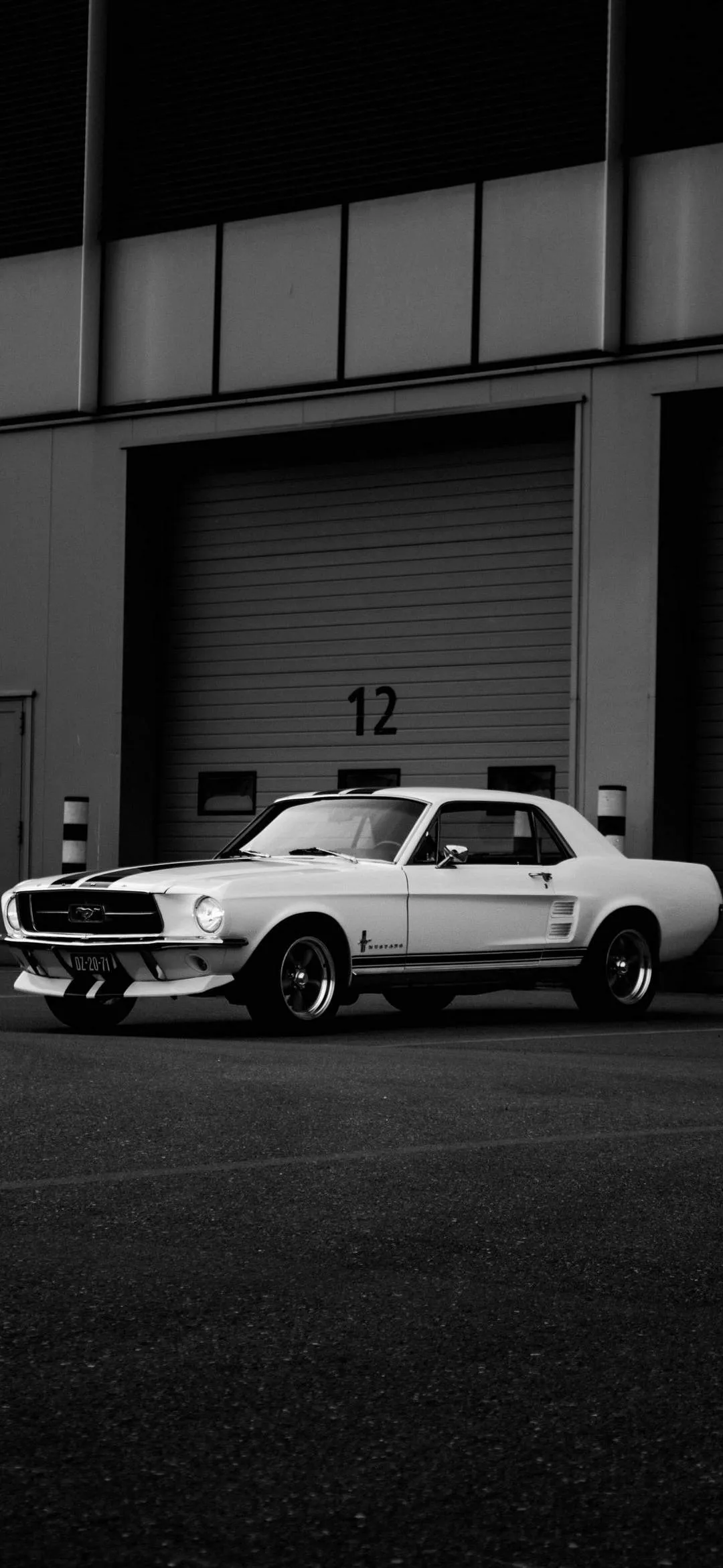 Vintage White Car in Black and White Scene Wallpaper