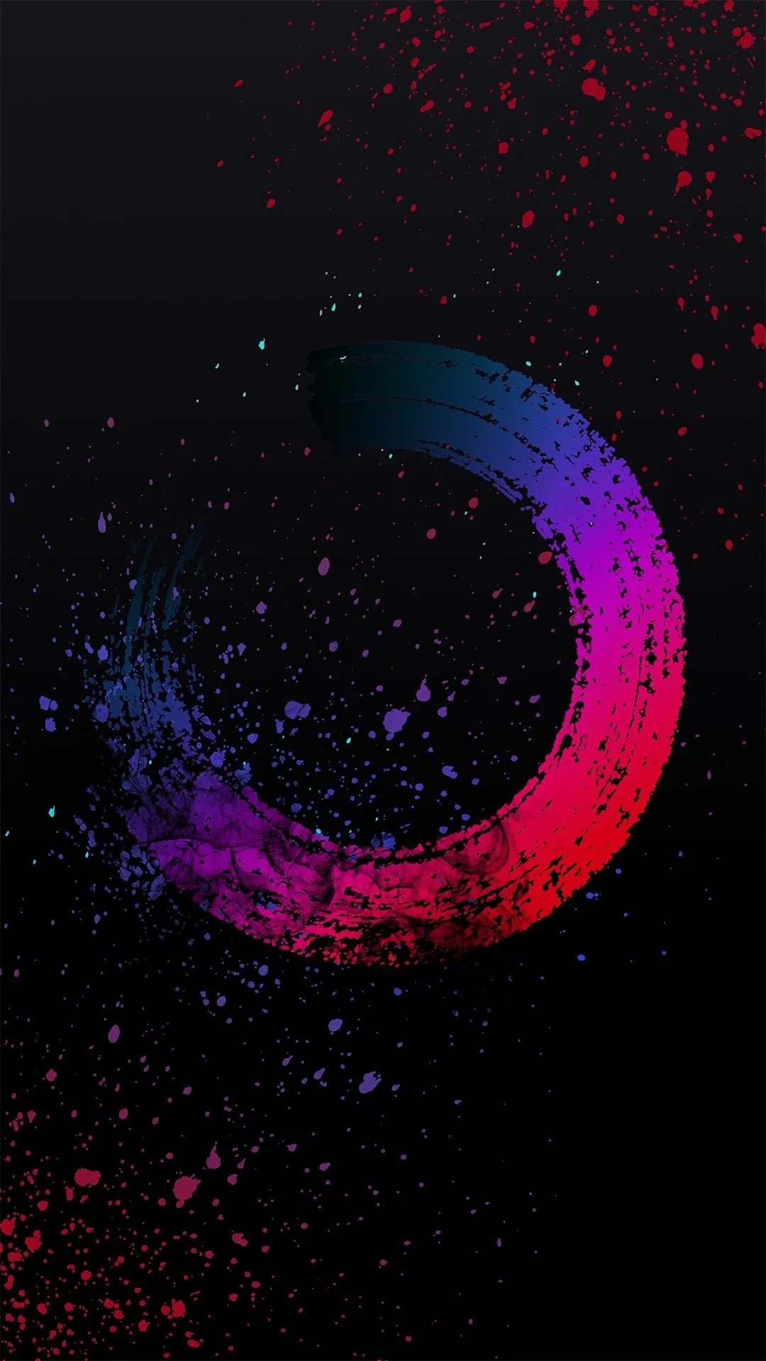 Vivid Abstract Circle Formed by Splashes of Vibrant Paint