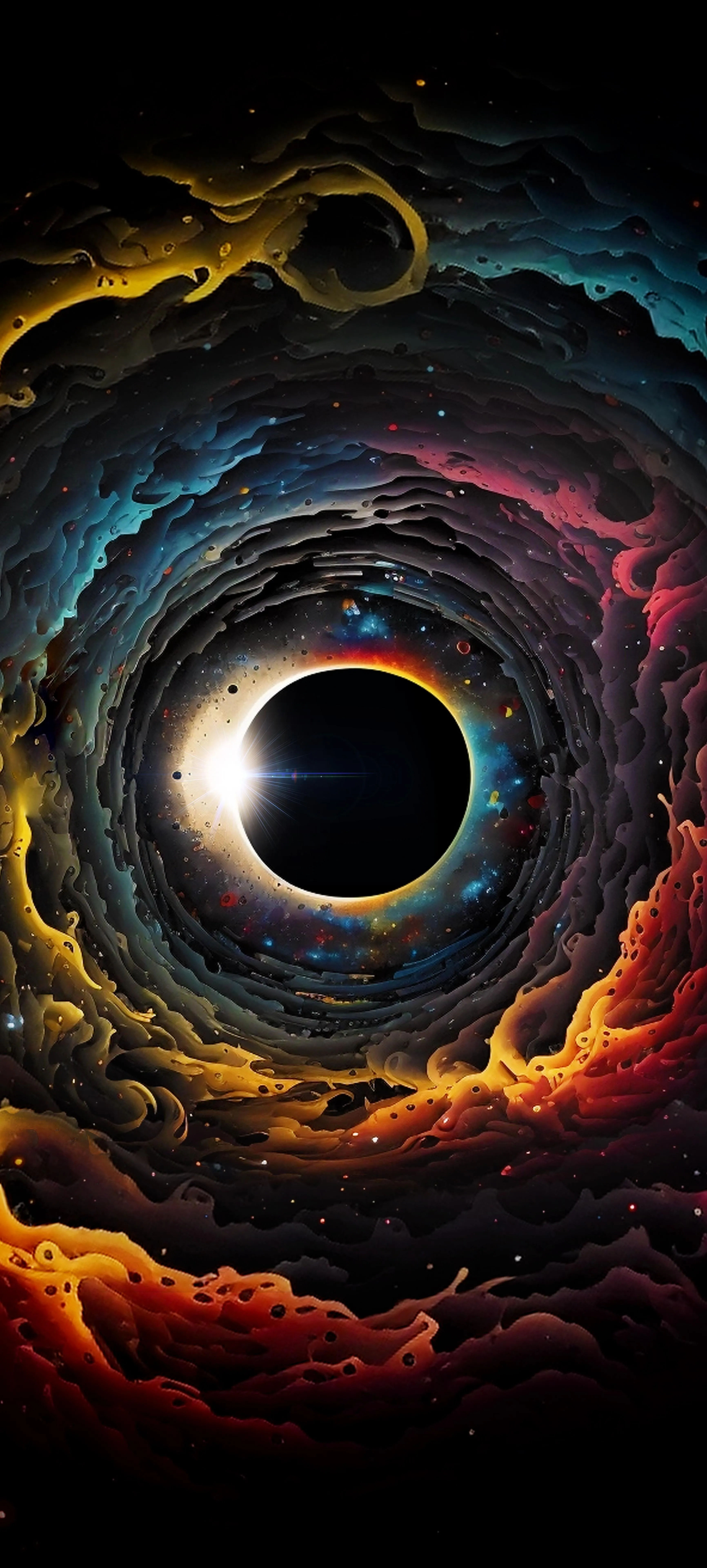 Vivid Cosmic Vortex with Clouds and Eye of Storm Wallpaper
