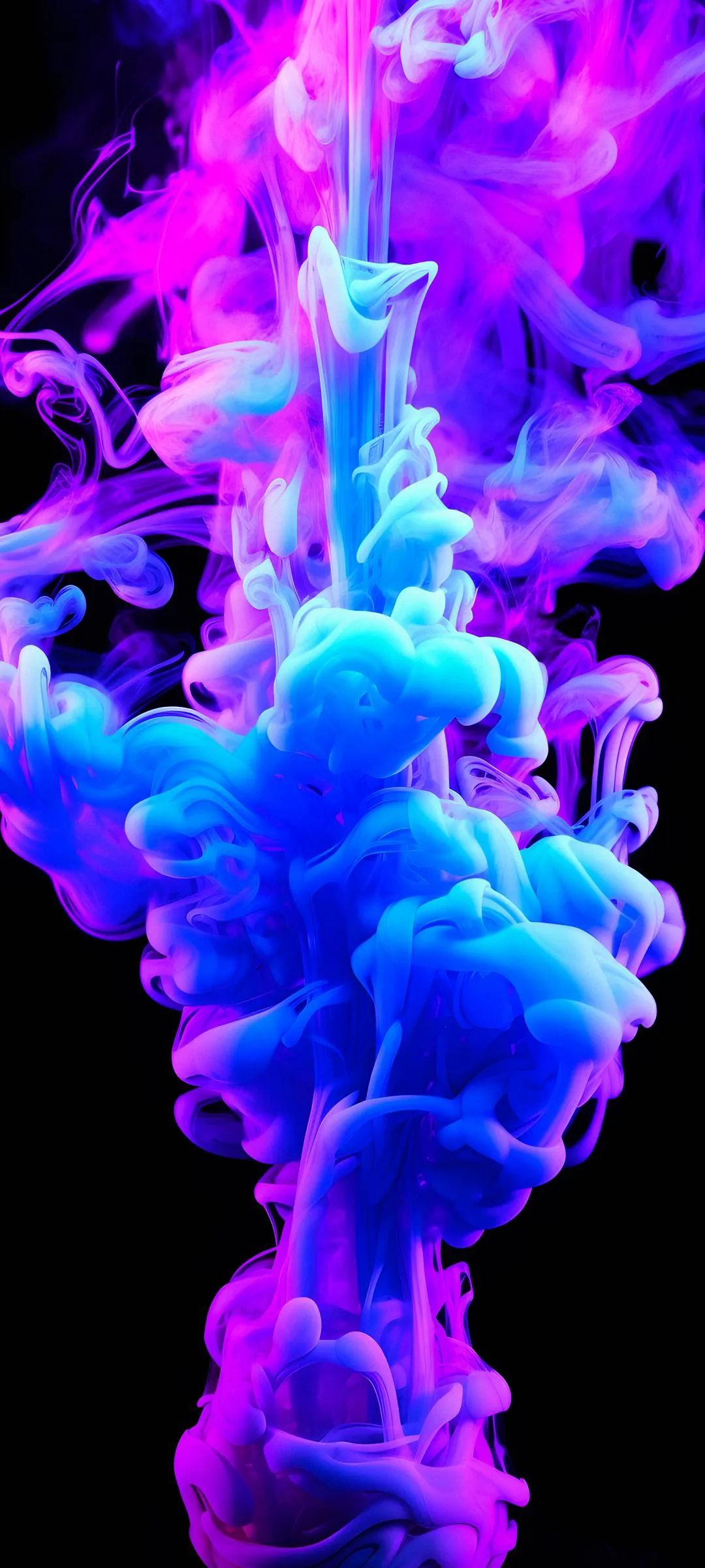 Vivid Purple and Blue Ink Cloud Floating in Black Space