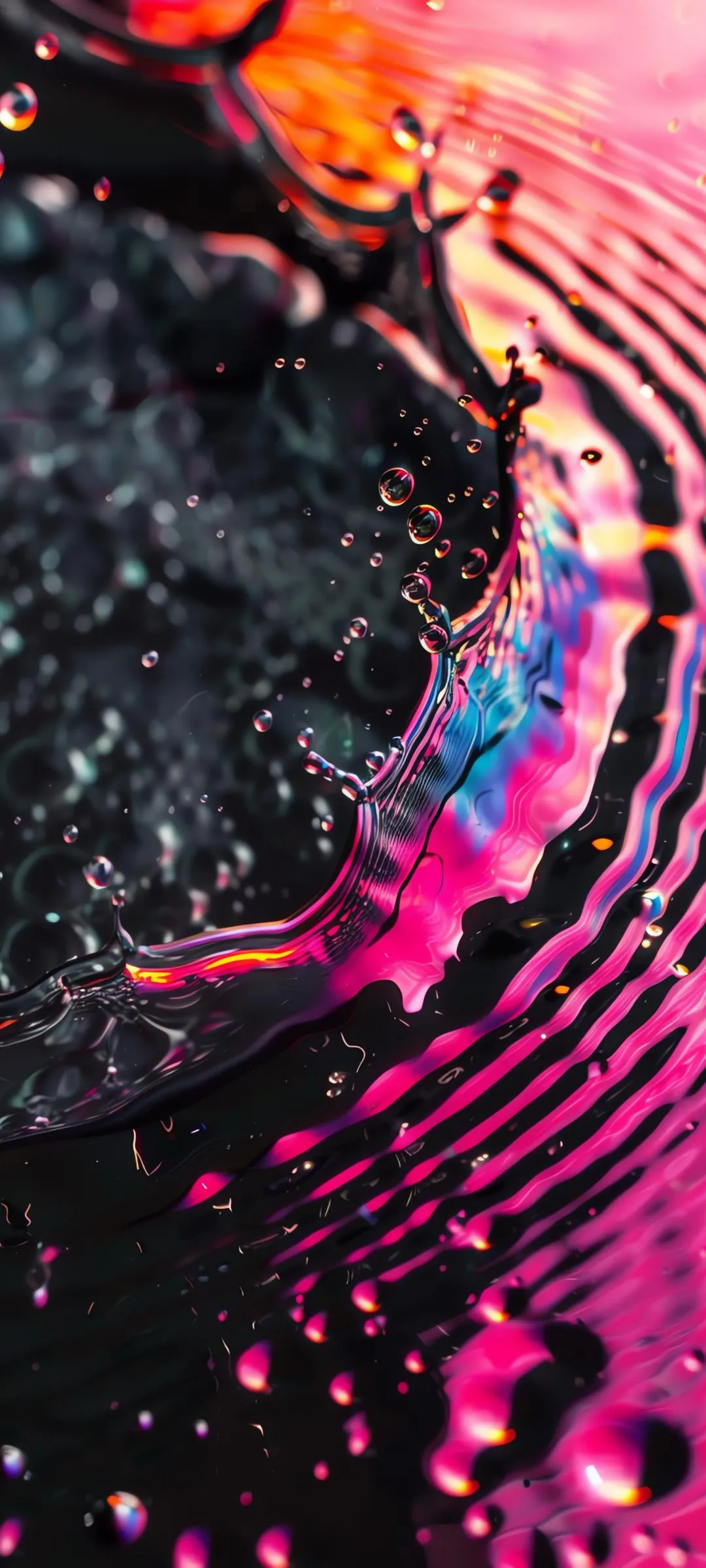 Vivid ripple effect of colored liquid in slow motion HD