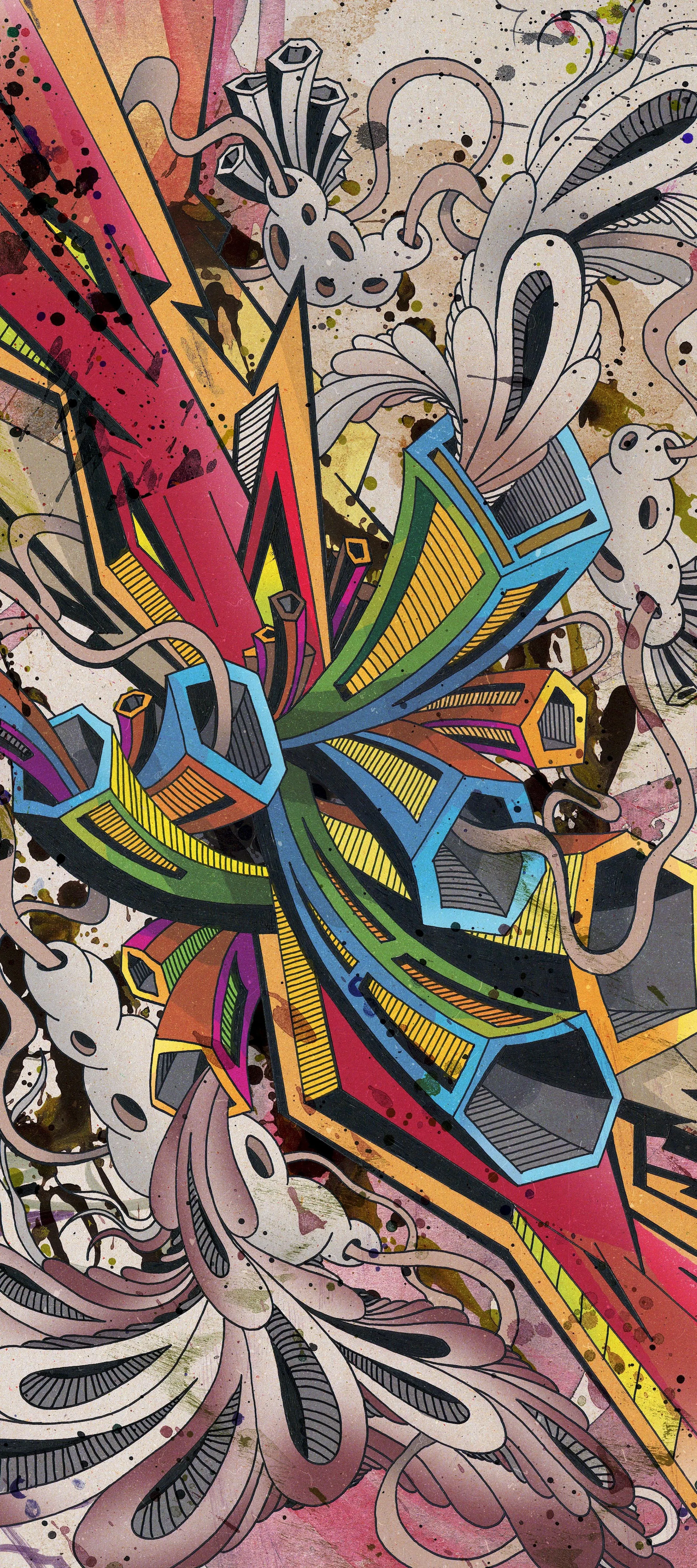 Wallpaper of Colorful Abstract Graffiti Style Artistic Swirls