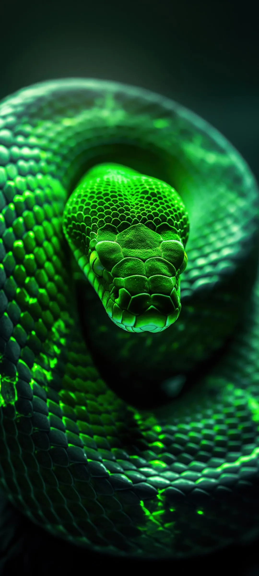 Wallpaper of Green Digital Snake Tech Pattern Mobile Wallpaper