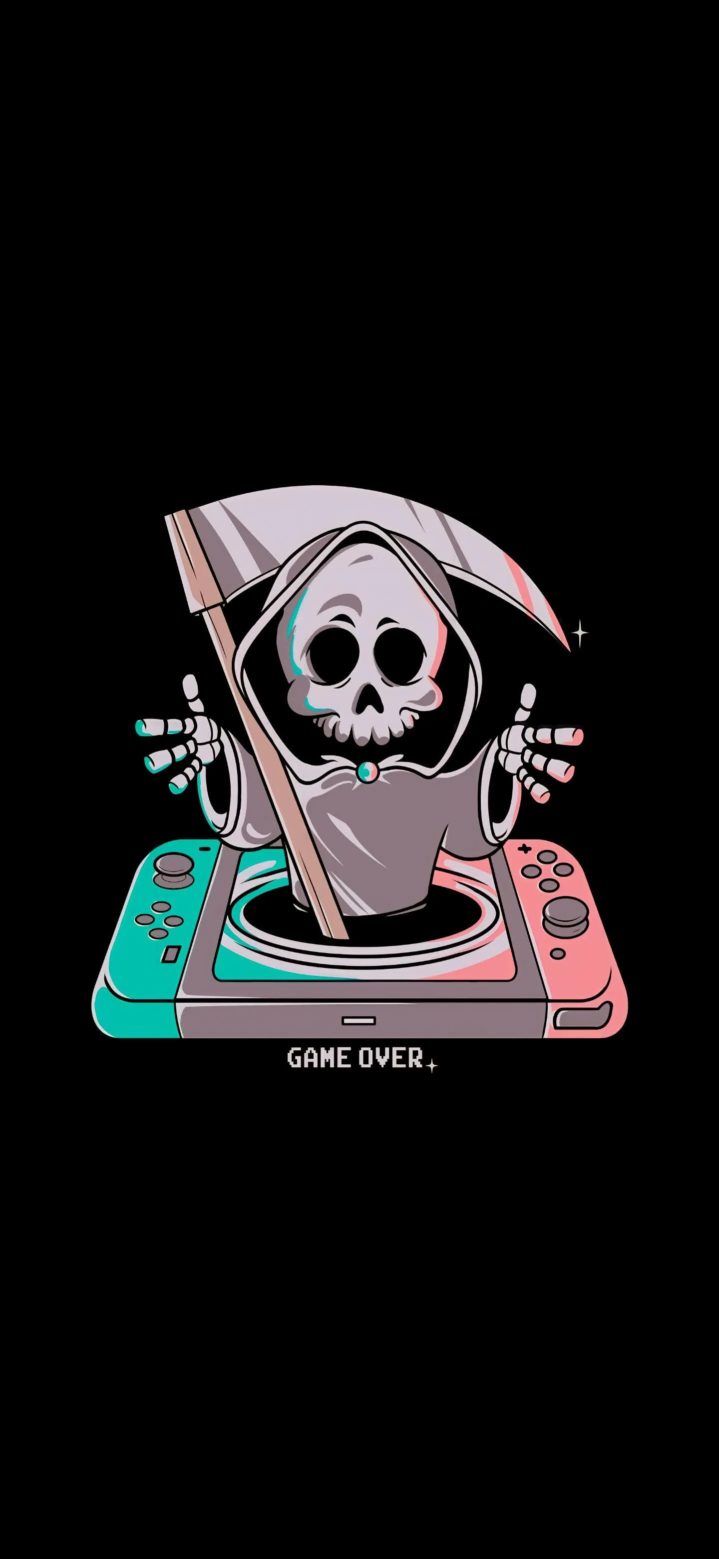 Wallpaper of Skull Gamer Art Neon Style Mobile Background