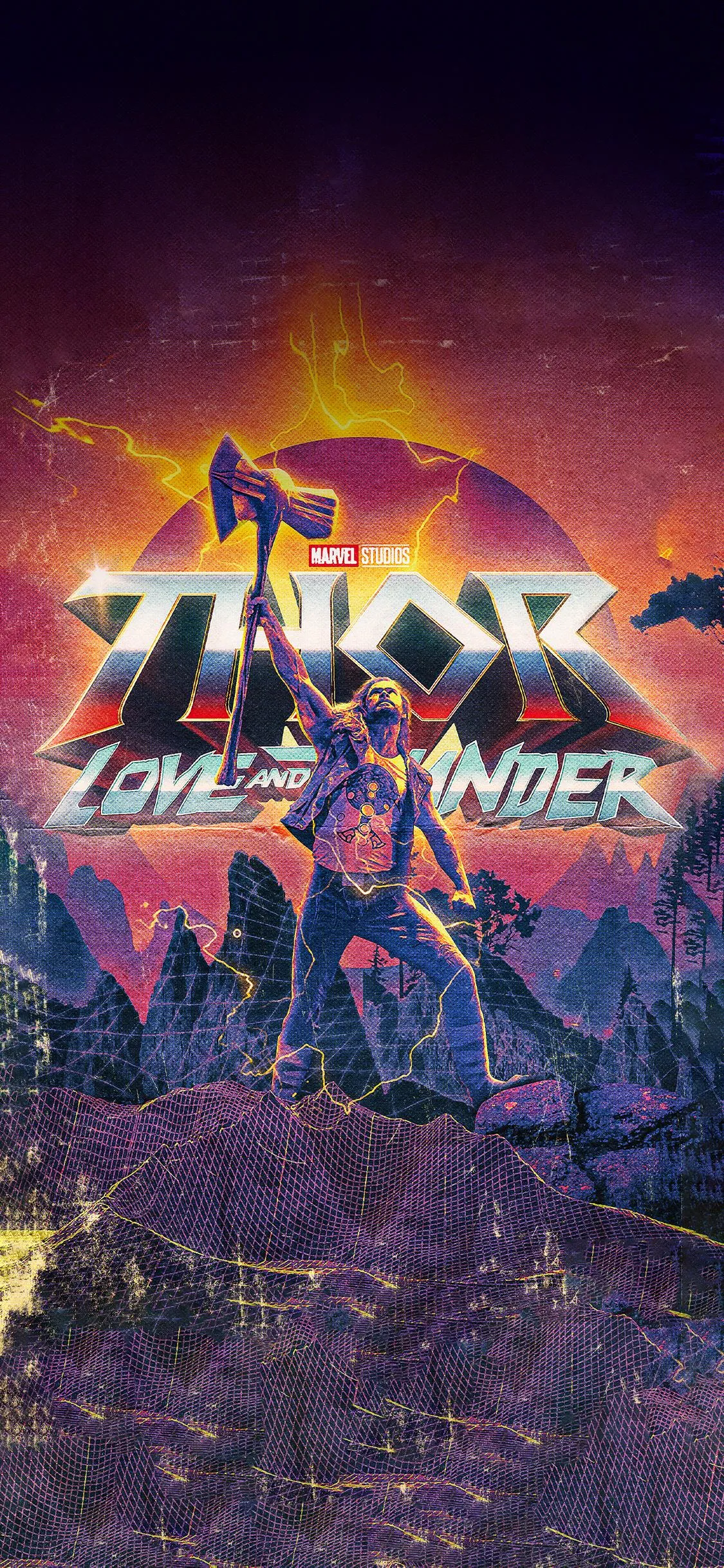 Wallpaper of Thor Love and Thunder Retro Style Movie Poster