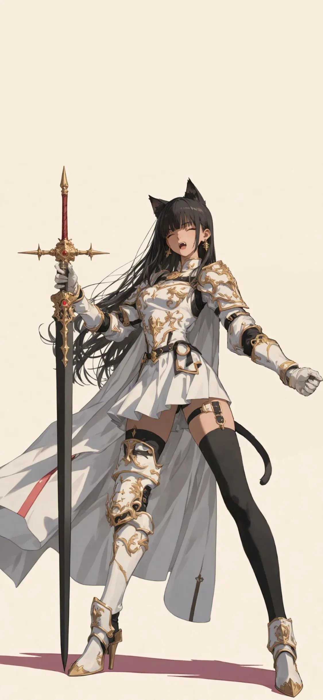 Warrior Girl in White Outfit with Sword of Light Wallpaper